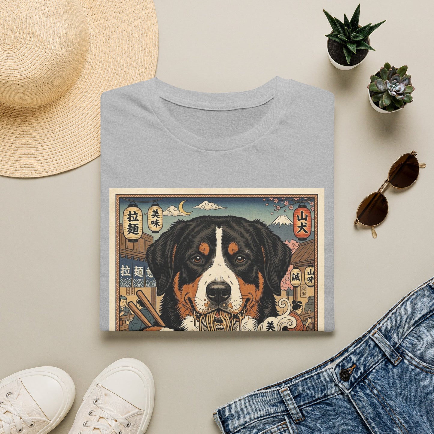 Ramen Dog T-Shirt — Cute Entlebucher Mountain Dog Ramen Bowl Graphic Tee