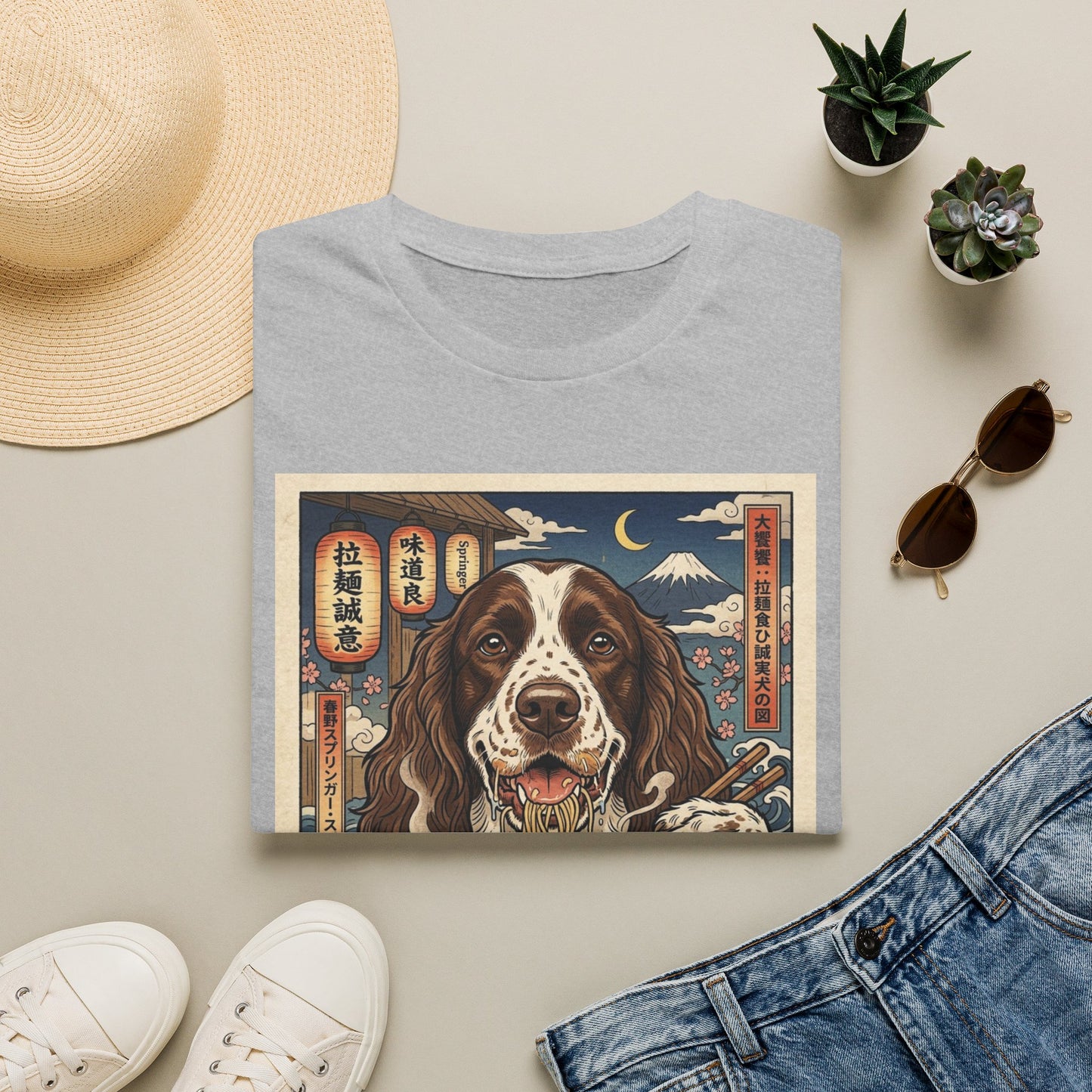 English Springer Spaniel Ramen Tee — Cute Dog Graphic T‑Shirt