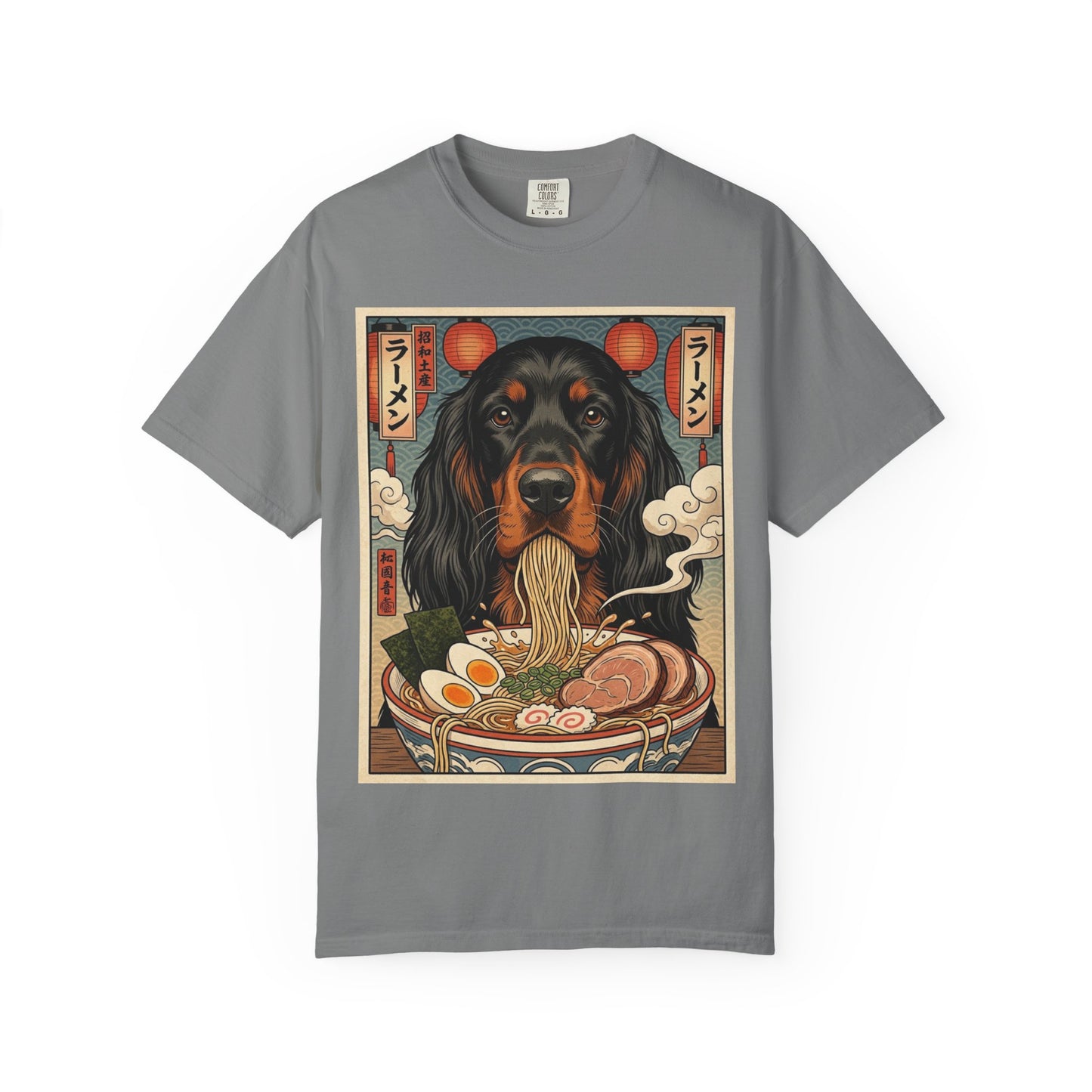 Gordon Setter Ramen Pup T-Shirt — Dog & Ramen Bowl Graphic Tee