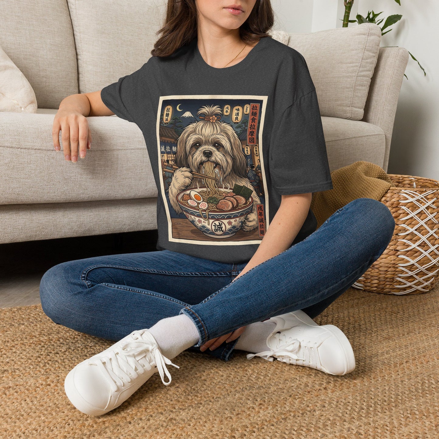 Lhasa Apso Ramen Tee — Vintage Japanese Dog Graphic T-Shirt