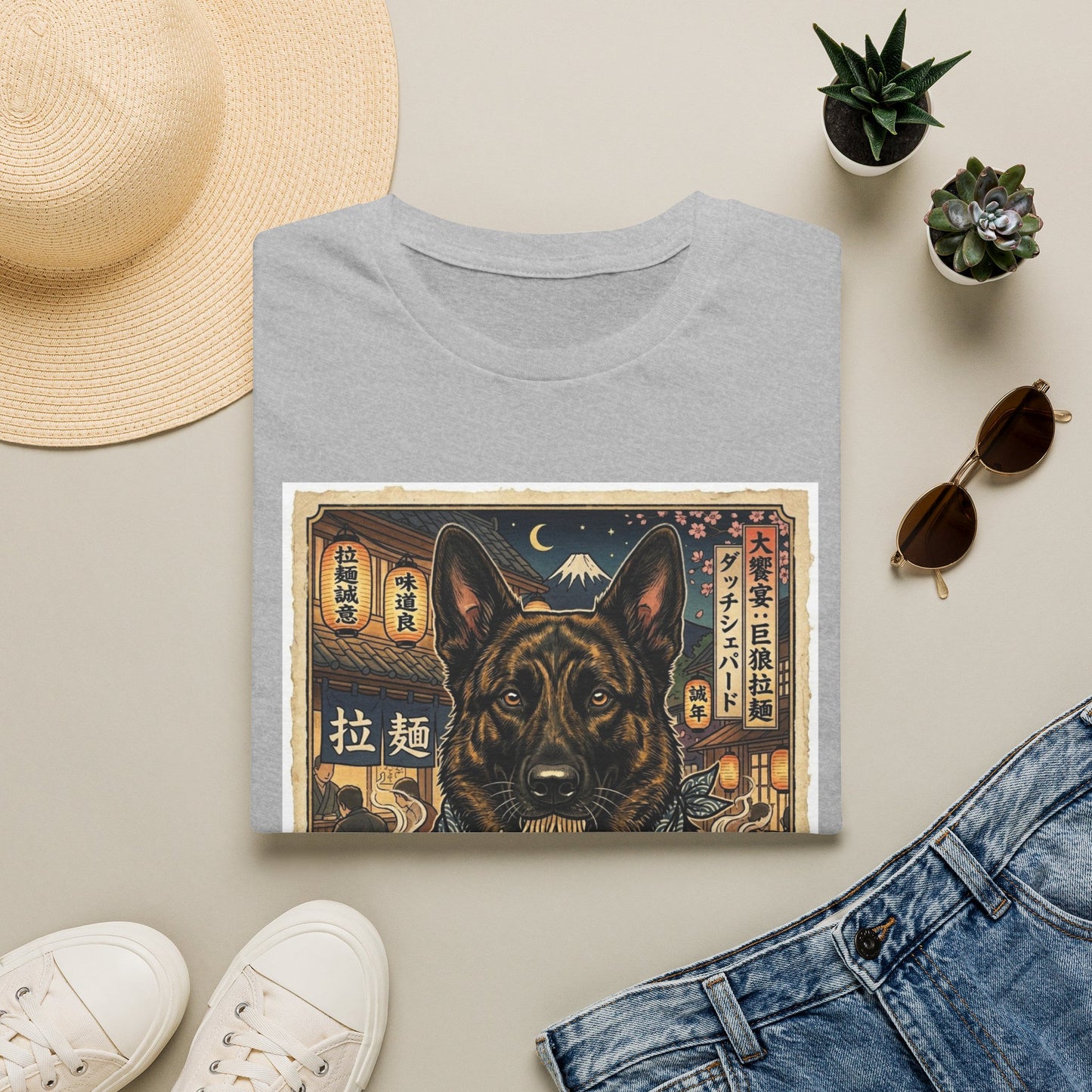 Dutch Shepherd Ramen German Shepherd T-Shirt — Vintage Japanese Dog Bowl Design