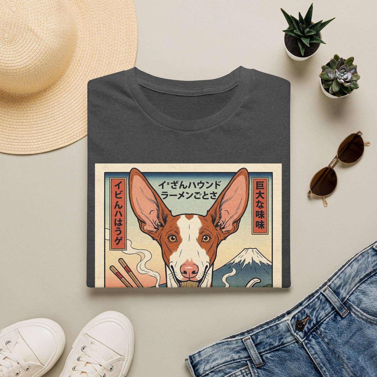 Ibizan Hound dog Eating Ramen Unisex Softstyle T-Shirt