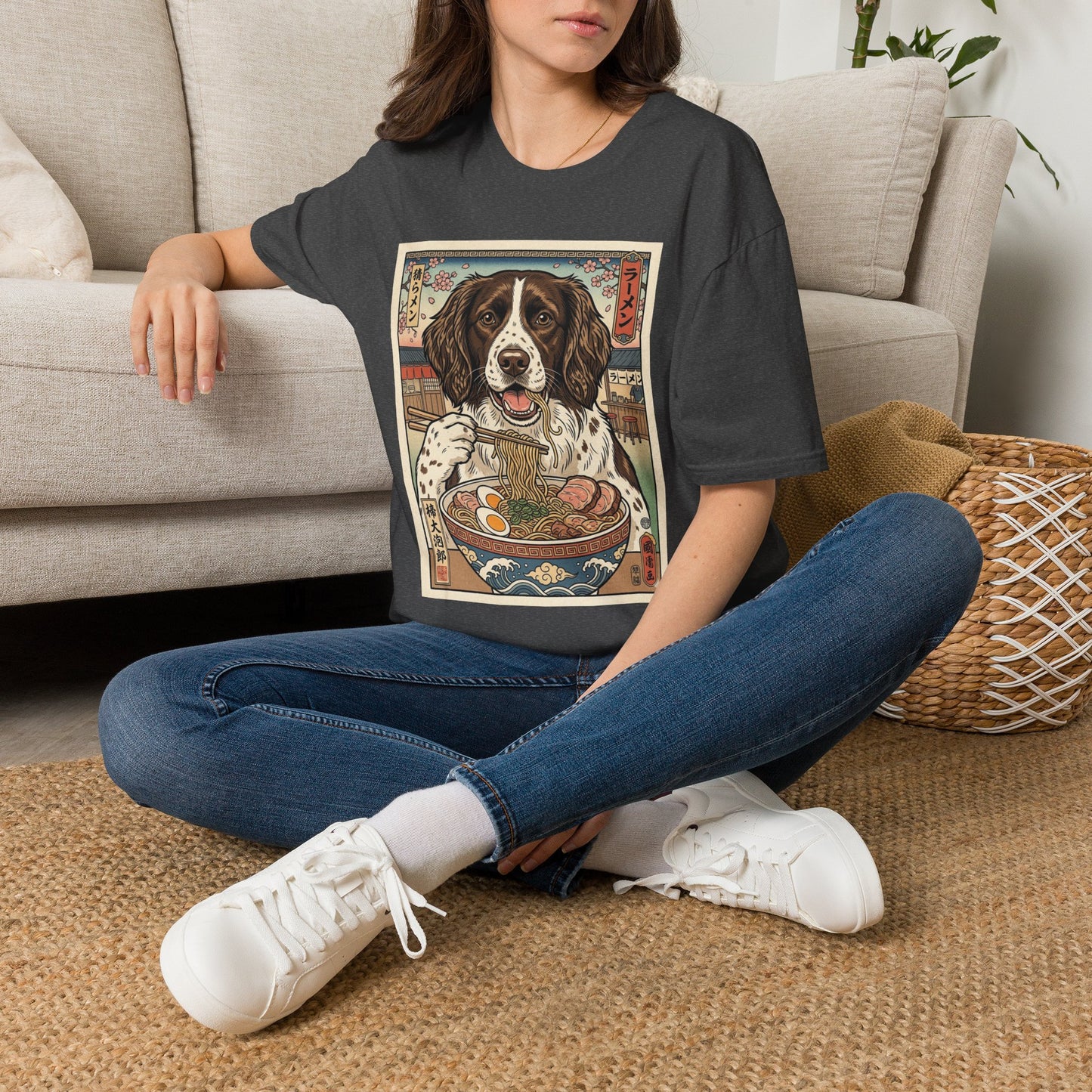Drentsche Patrijshond Dog Ramen T-Shirt — Vintage Japanese Style Springer Spaniel Graphic Tee