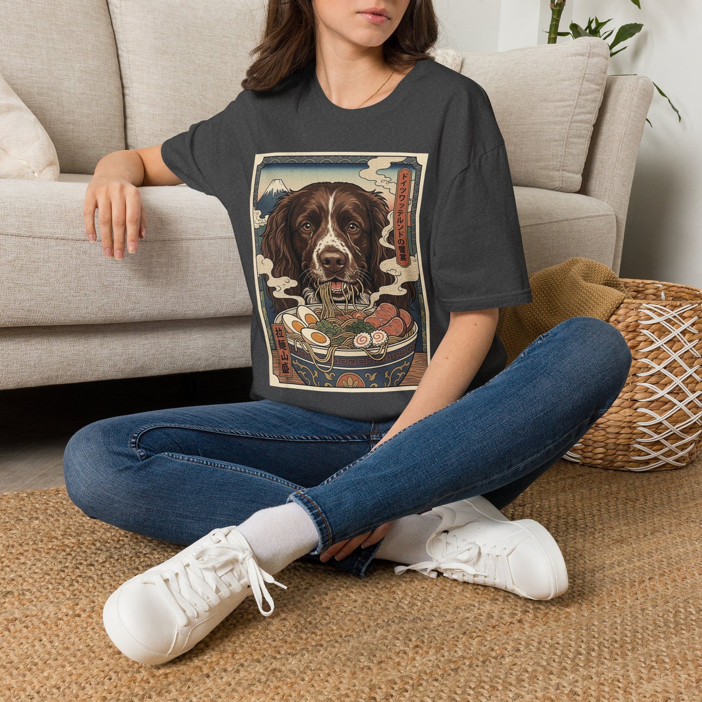Deutscher Wachtelhund Dog Ramen Ukiyo-e T-Shirt — Japanese-Inspired Springer Spaniel Art Tee