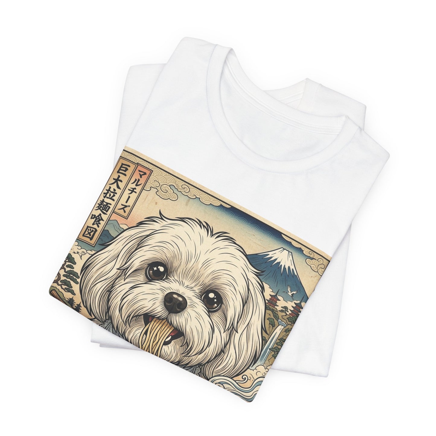 Maltese Ramen Tee — Cute Dog Eating Noodles Japanese-Inspired T-Shirt