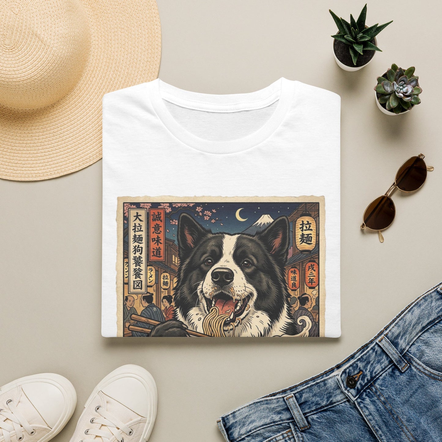 Karelian Bear Dog Ramen Night T-Shirt — Vintage Japanese Street Food Dog Design