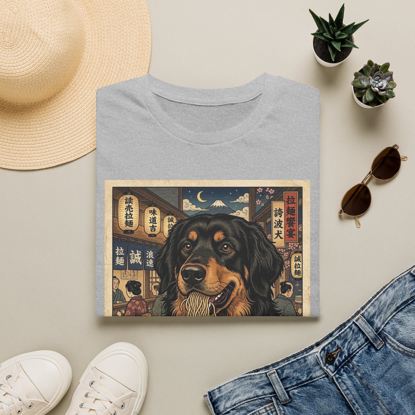 Hovawart Dog Eating Ramen Unisex Softstyle T-Shirt