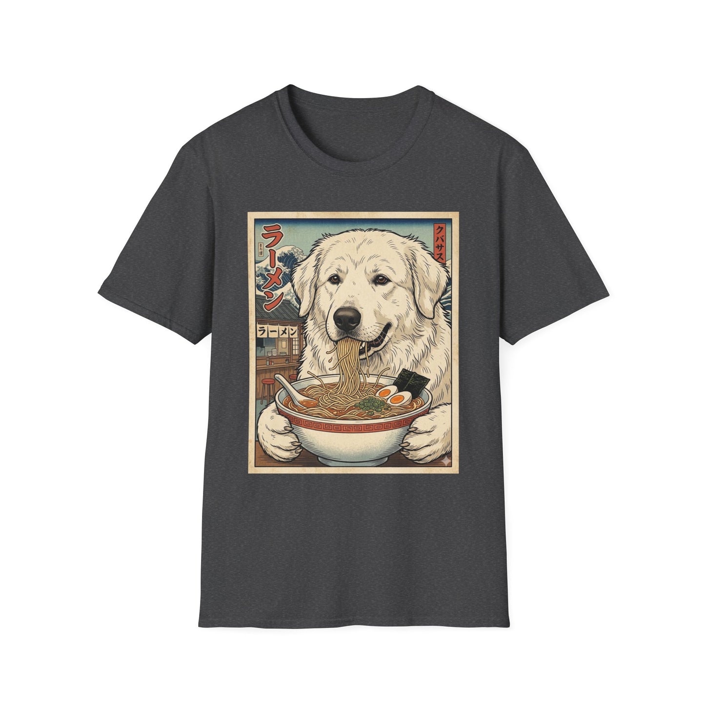 Ramen Dog T-Shirt — Cute Japanese-Inspired Kuvasz Eating Ramen Graphic Tee