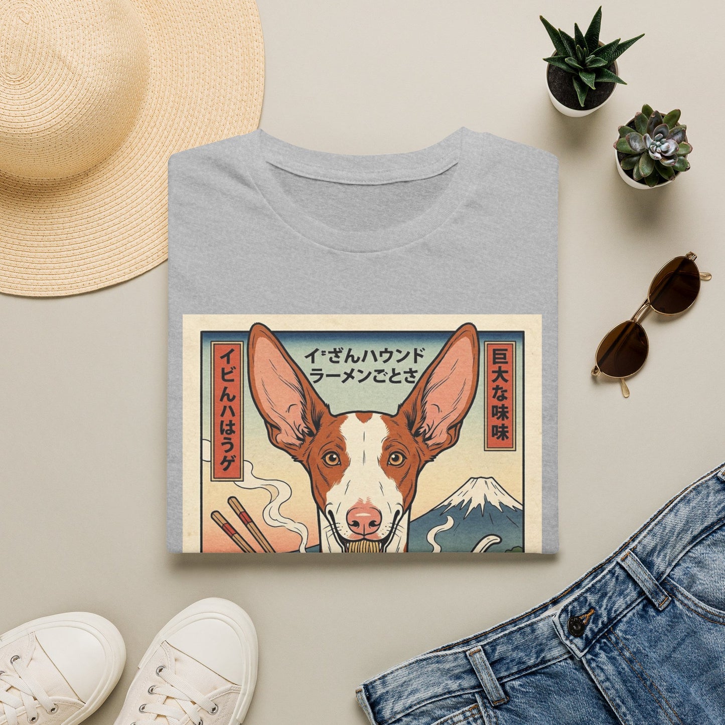Ibizan Hound dog Eating Ramen Unisex Softstyle T-Shirt
