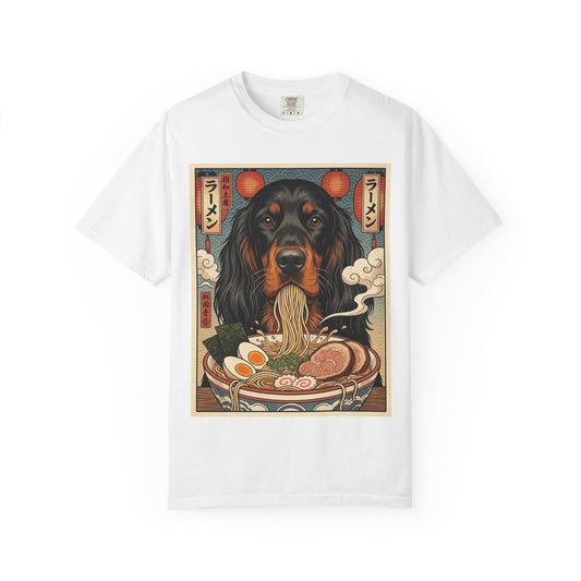 Gordon Setter Ramen Pup T-Shirt — Dog & Ramen Bowl Graphic Tee