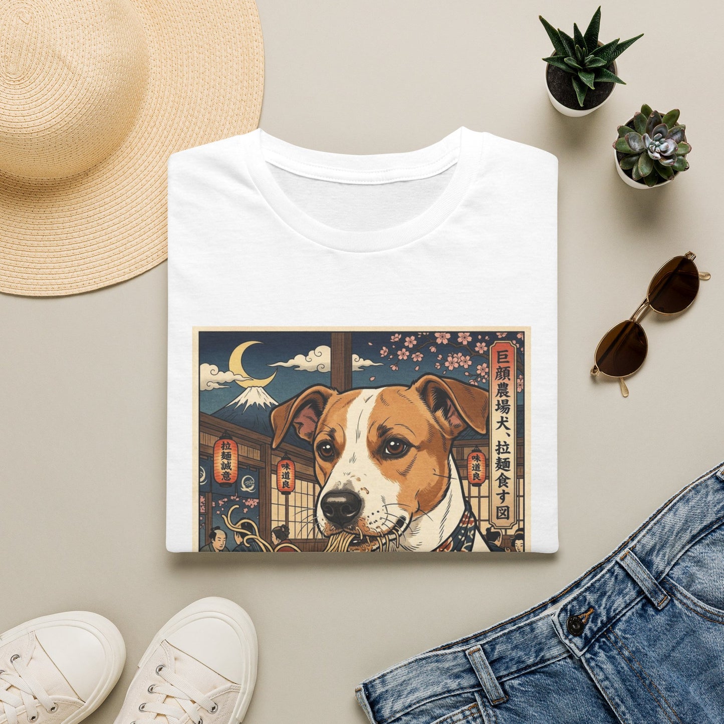 Danish-Swedish Farmdog Ramen Dog T‑Shirt — Cute Japanese Ukiyo‑Style Pup Graphic Tee