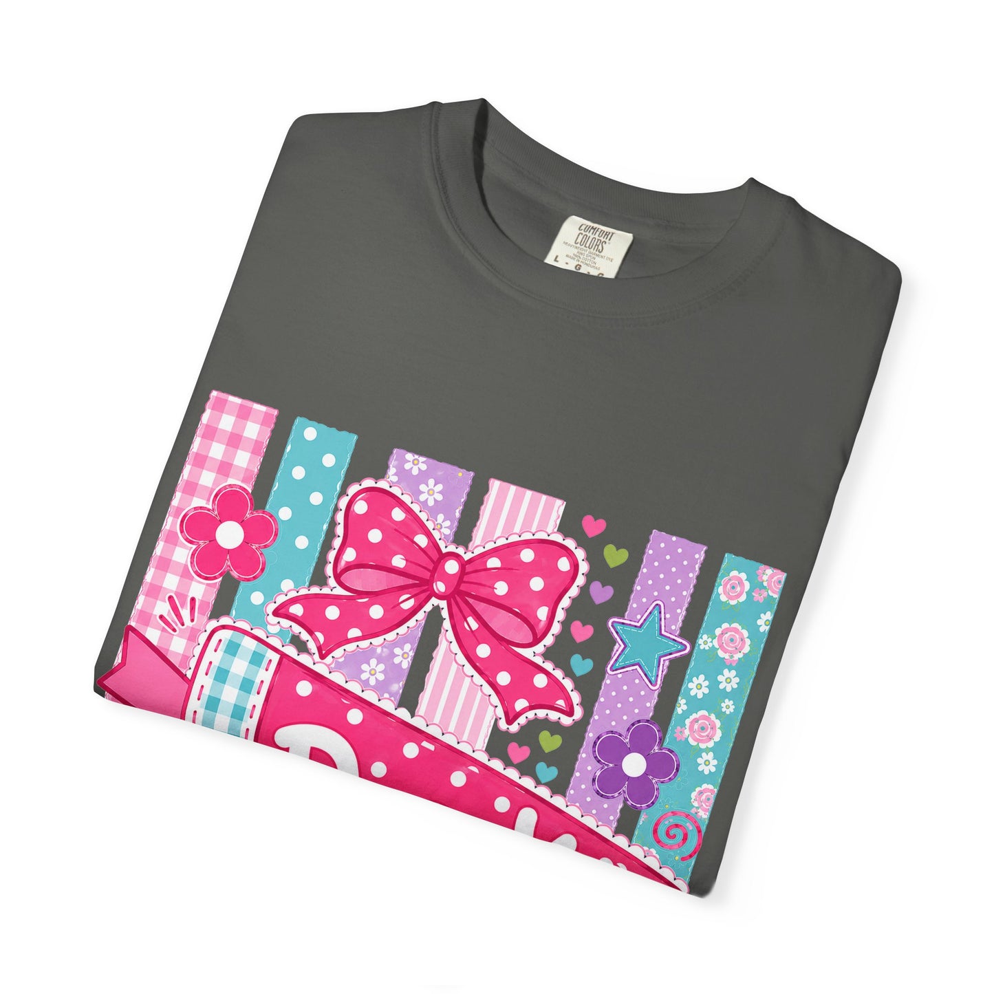 Pre-K Pennant T-Shirt | Pink Bow Floral Stripes teacher tee