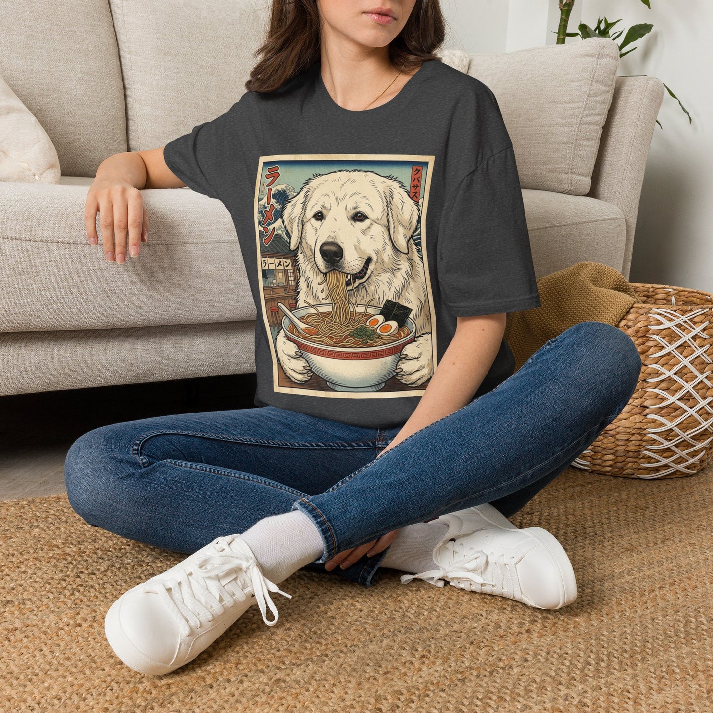 Ramen Dog T-Shirt — Cute Japanese-Inspired Kuvasz Eating Ramen Graphic Tee