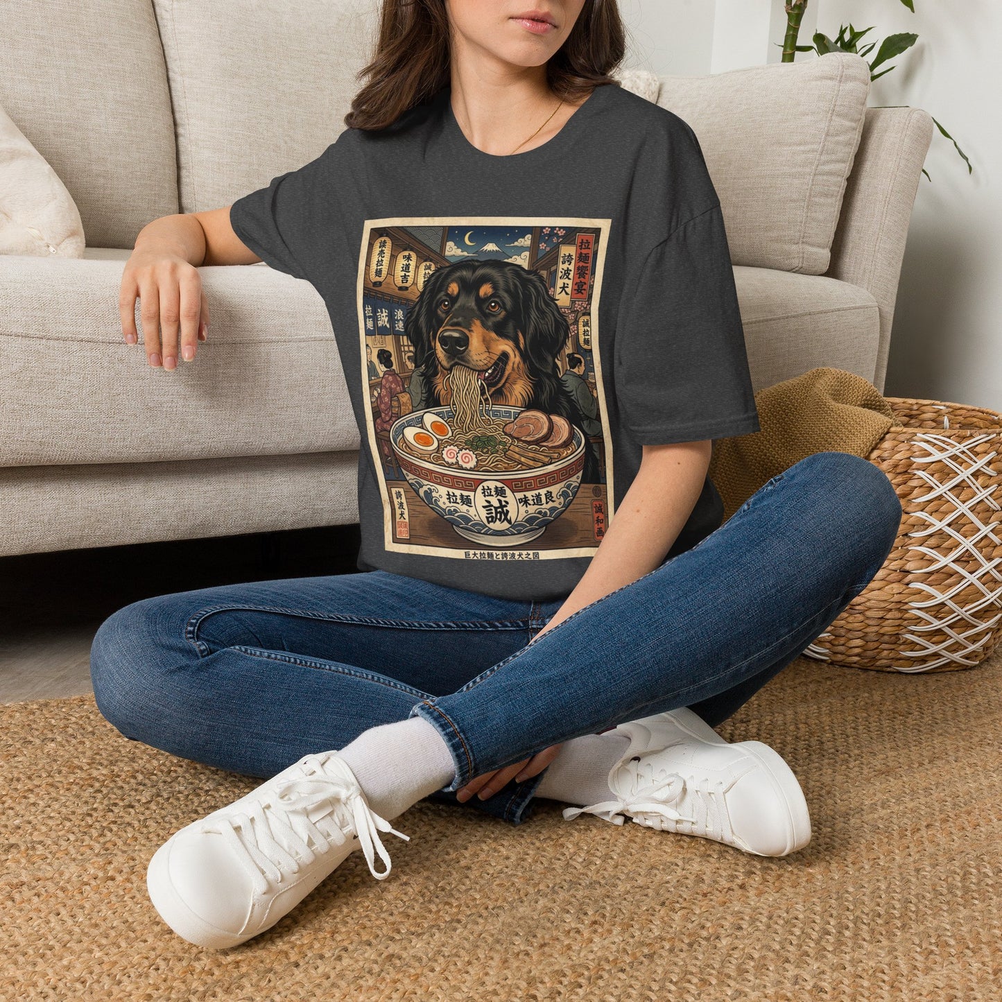 Hovawart Dog Eating Ramen Unisex Softstyle T-Shirt