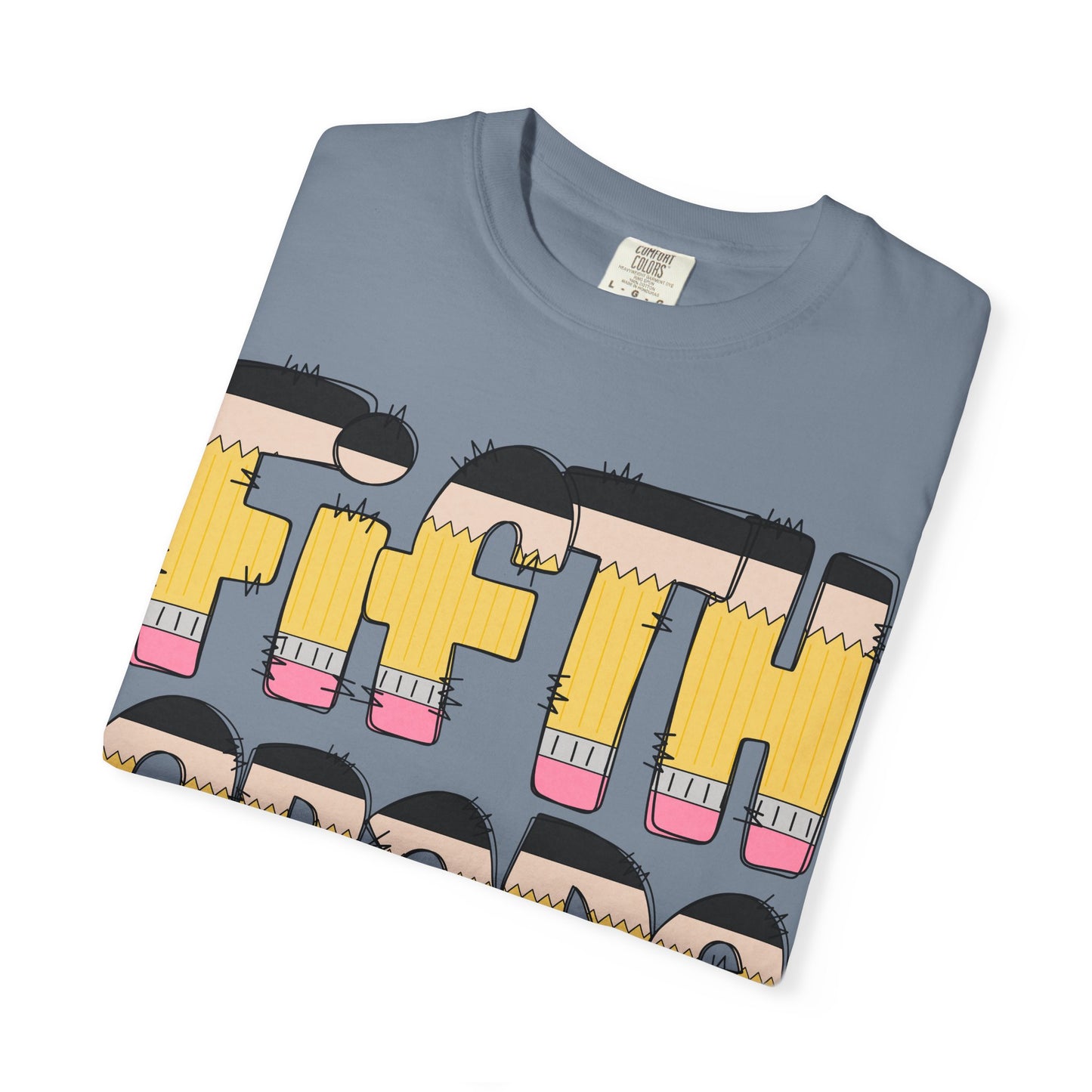 Fifth Grade pencil graphic T-shirt | Teacher name customizable