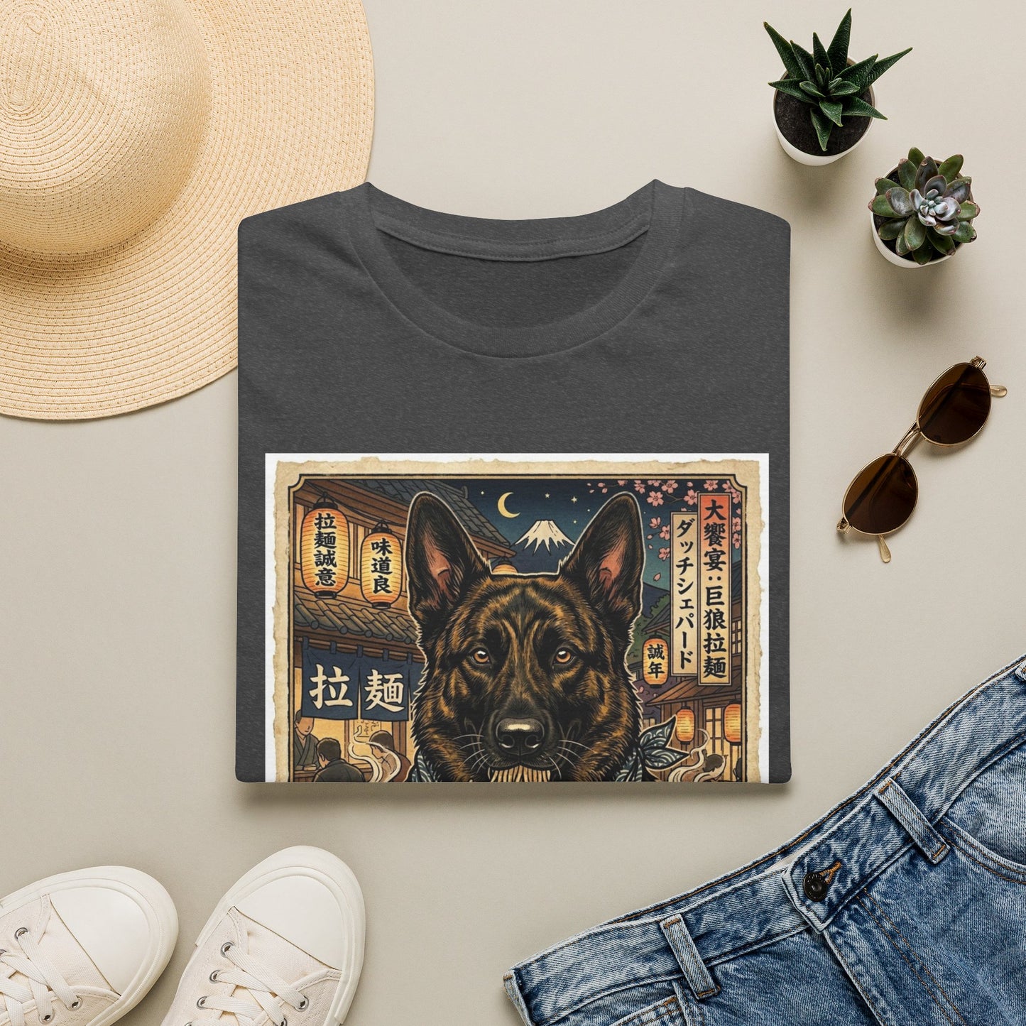 Dutch Shepherd Ramen German Shepherd T-Shirt — Vintage Japanese Dog Bowl Design