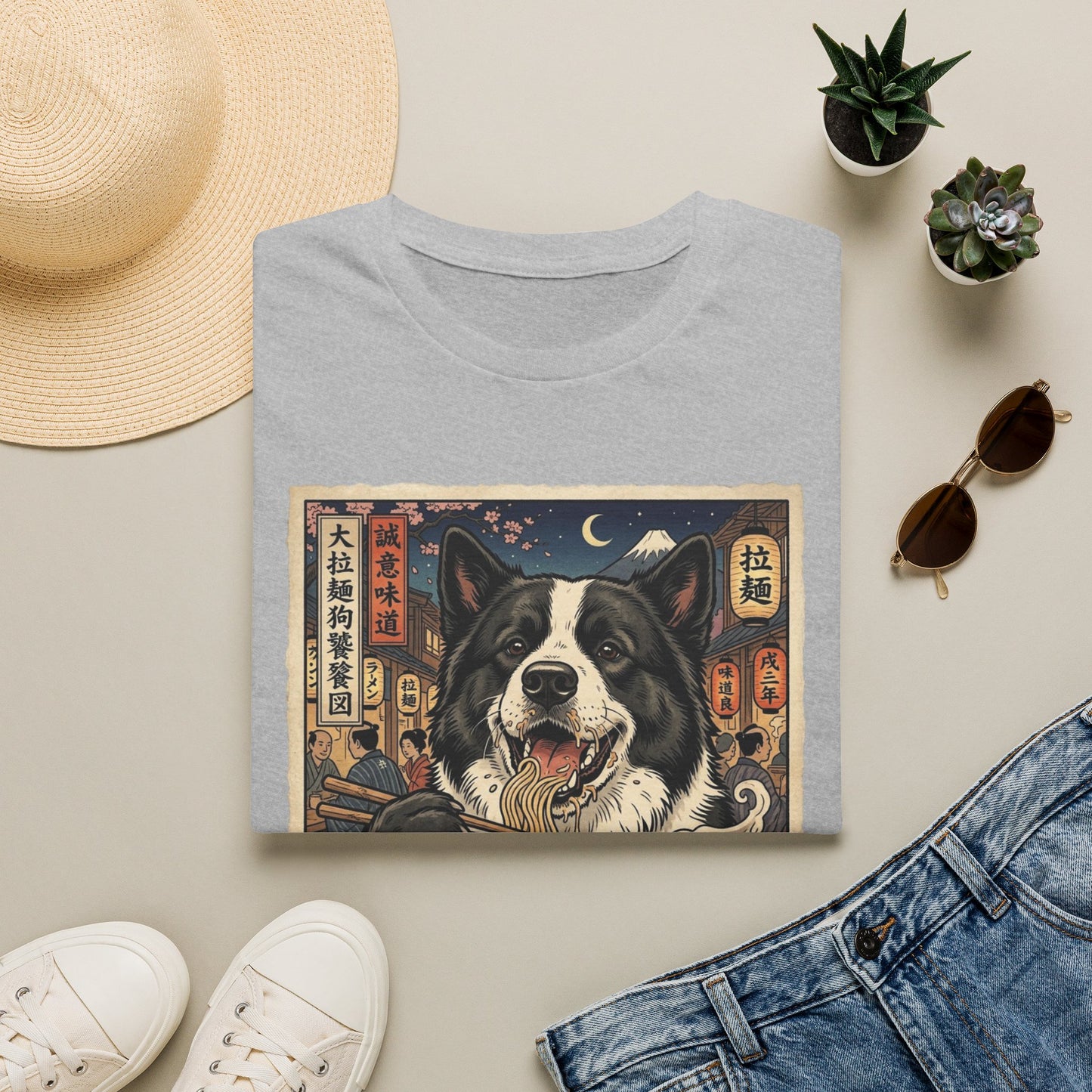 Karelian Bear Dog Ramen Night T-Shirt — Vintage Japanese Street Food Dog Design