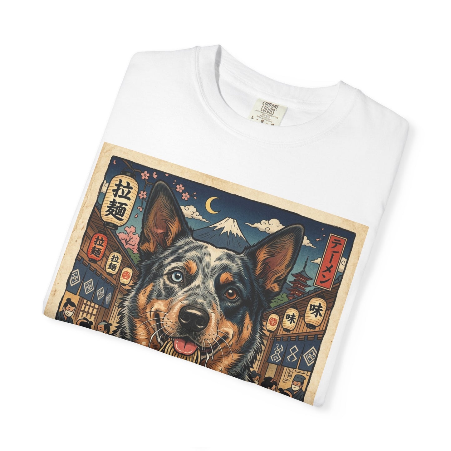 American Cattle dog Ramen Dog Illustration T-shirt | Japanese Food Art