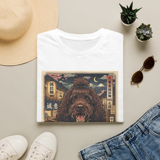 Ramen Irish Water Spaniel T-Shirt — Vintage Japanese Dog Eating Ramen Graphic Tee