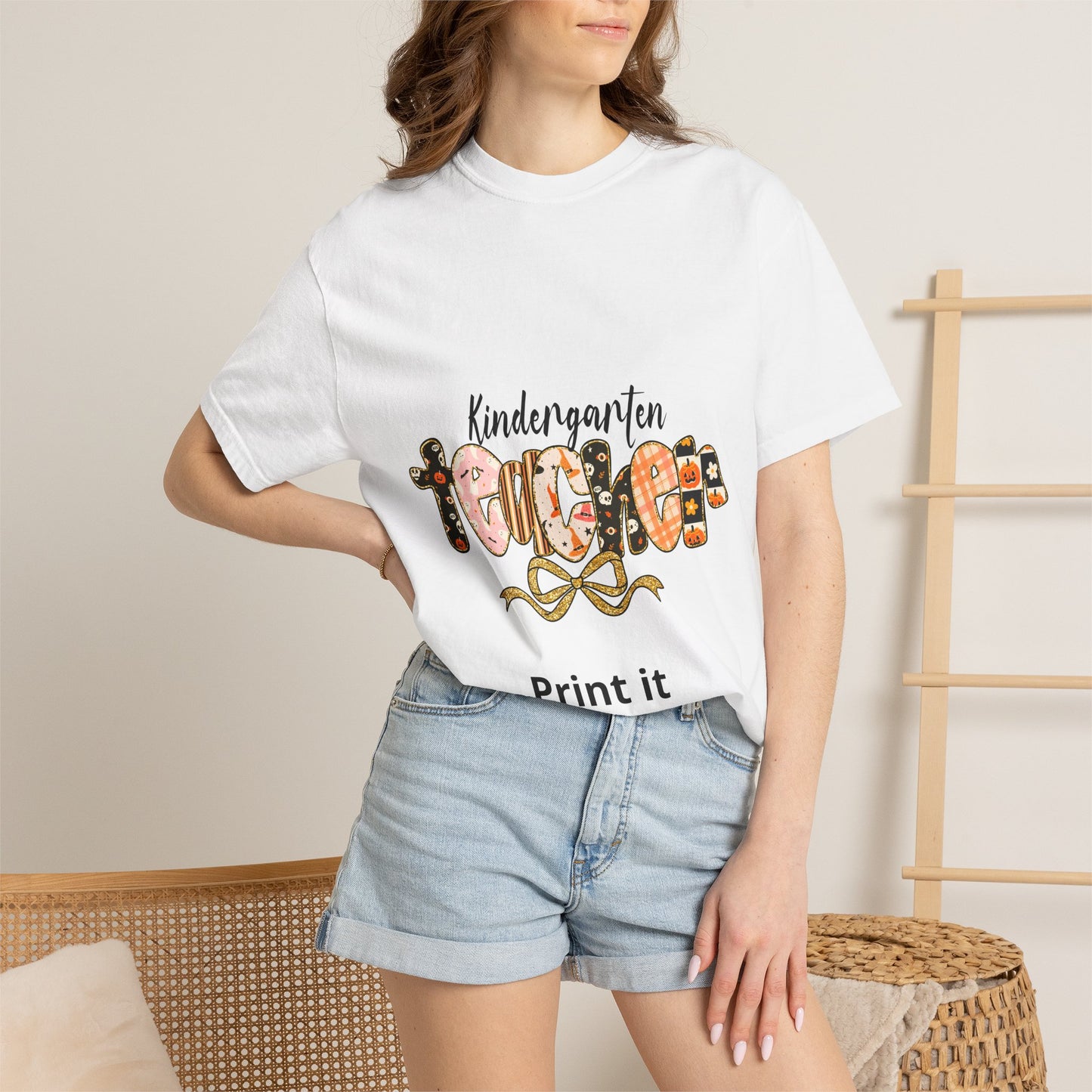 Kindergarten Teacher T-shirt | Cute School Apple Letters, Back-to-School Tee