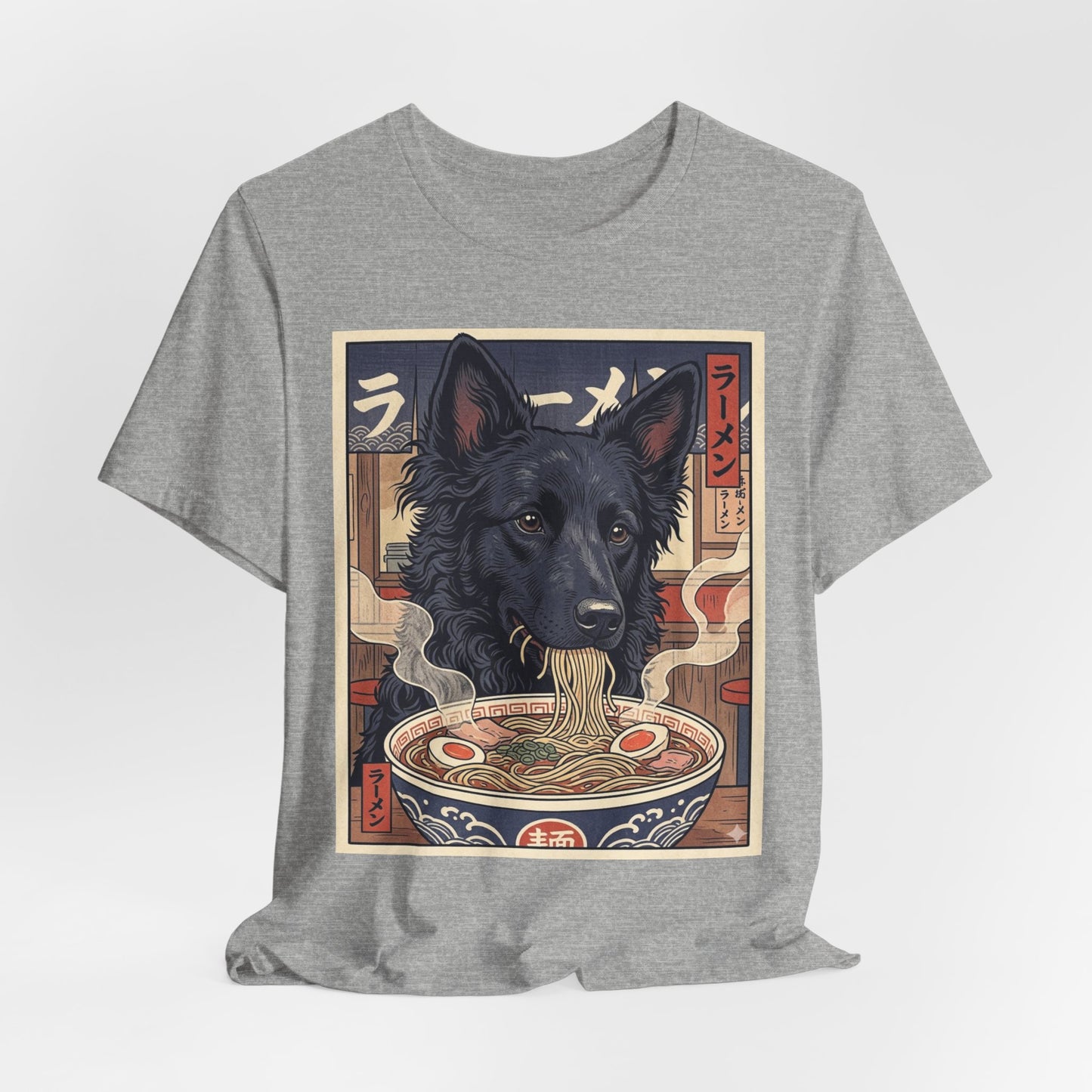 Ramen Dog T‑Shirt — Mudi Enjoying Steamy Ramen Graphic Tee