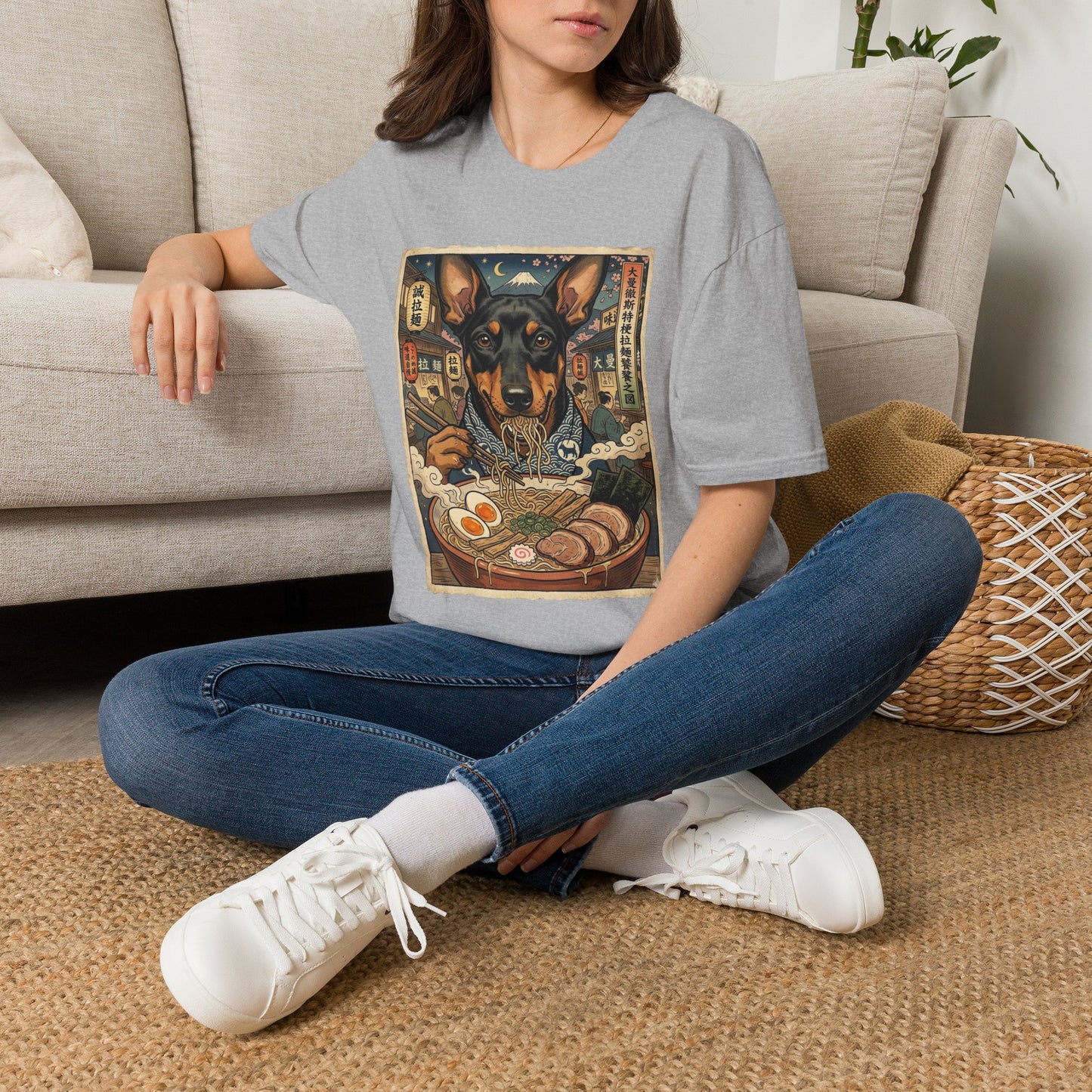 Manchester Terrier (standard) Ramen Shop T-Shirt — Vintage Japanese Street Art Dog Tee