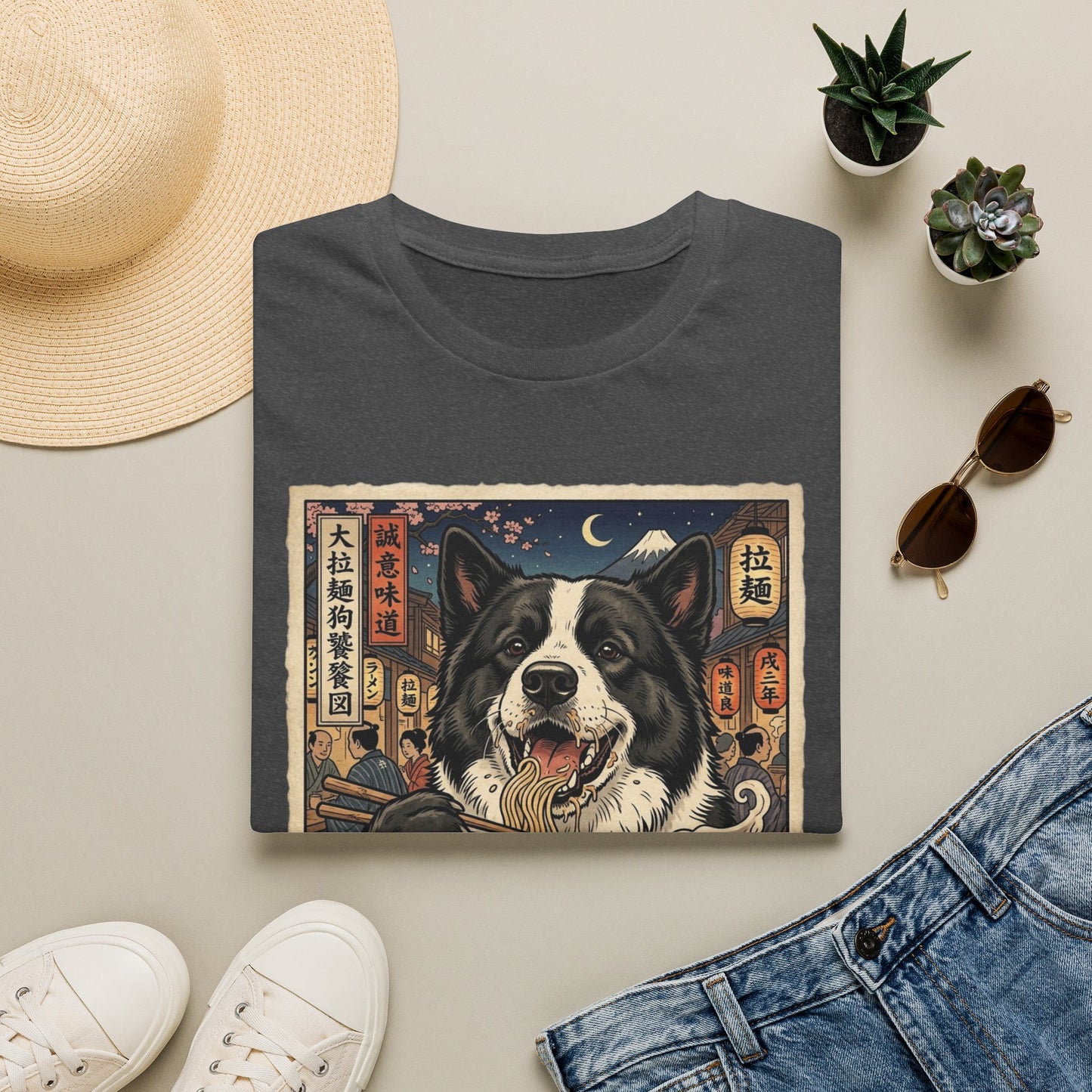 Karelian Bear Dog Ramen Night T-Shirt — Vintage Japanese Street Food Dog Design