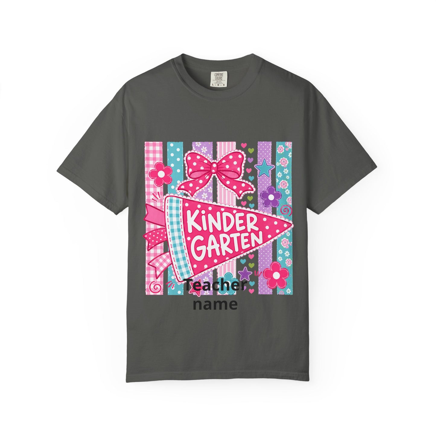 Kindergarten Pennant T-shirt | Cute School Bow Flowers Teacher Tee