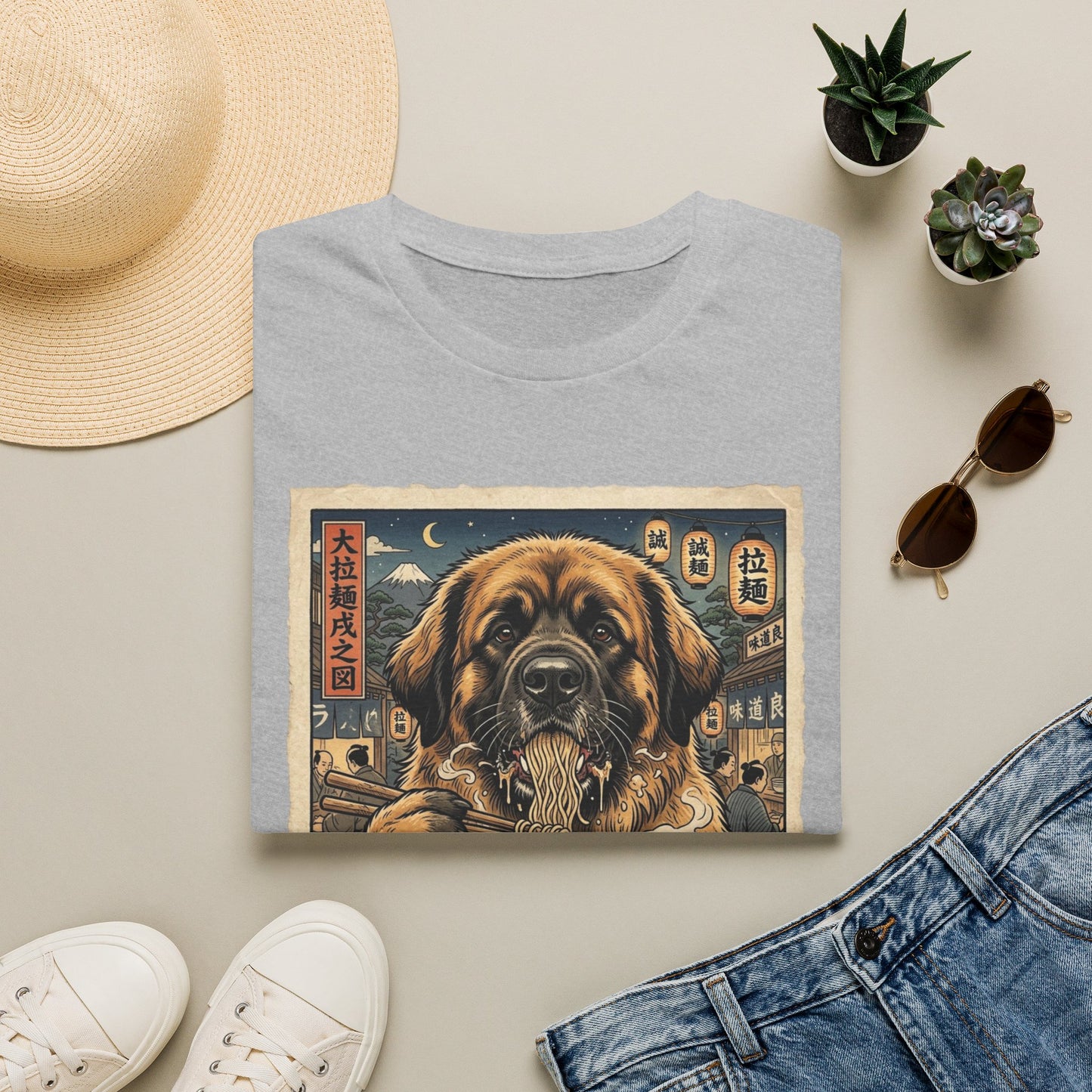 Saint Bernard Ramen Graphic Tee — Vintage Japanese Street Dog T-Shirt