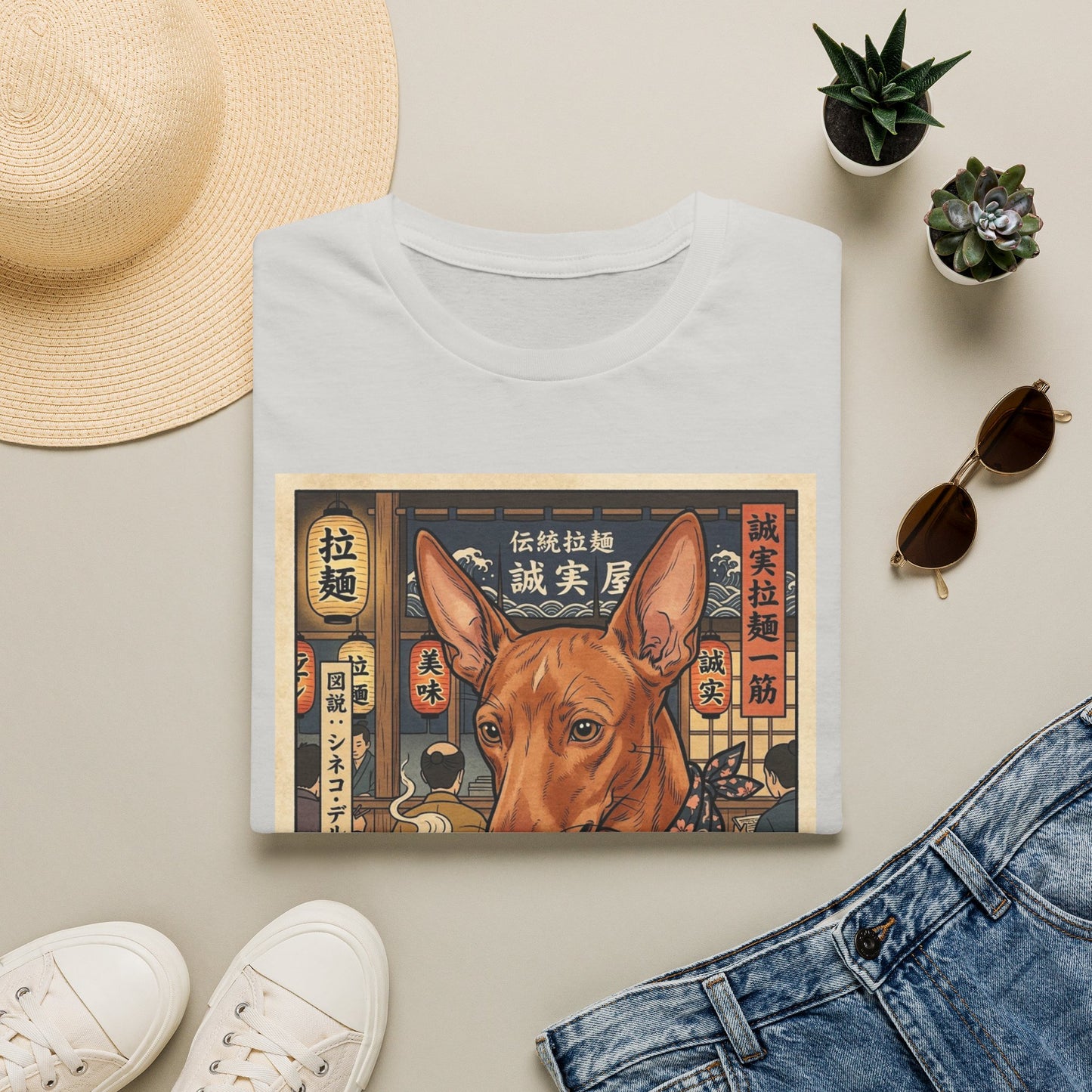 Cirneco dell'Etna Ramen Dog T-Shirt | Japanese Noodle Shop Illustration