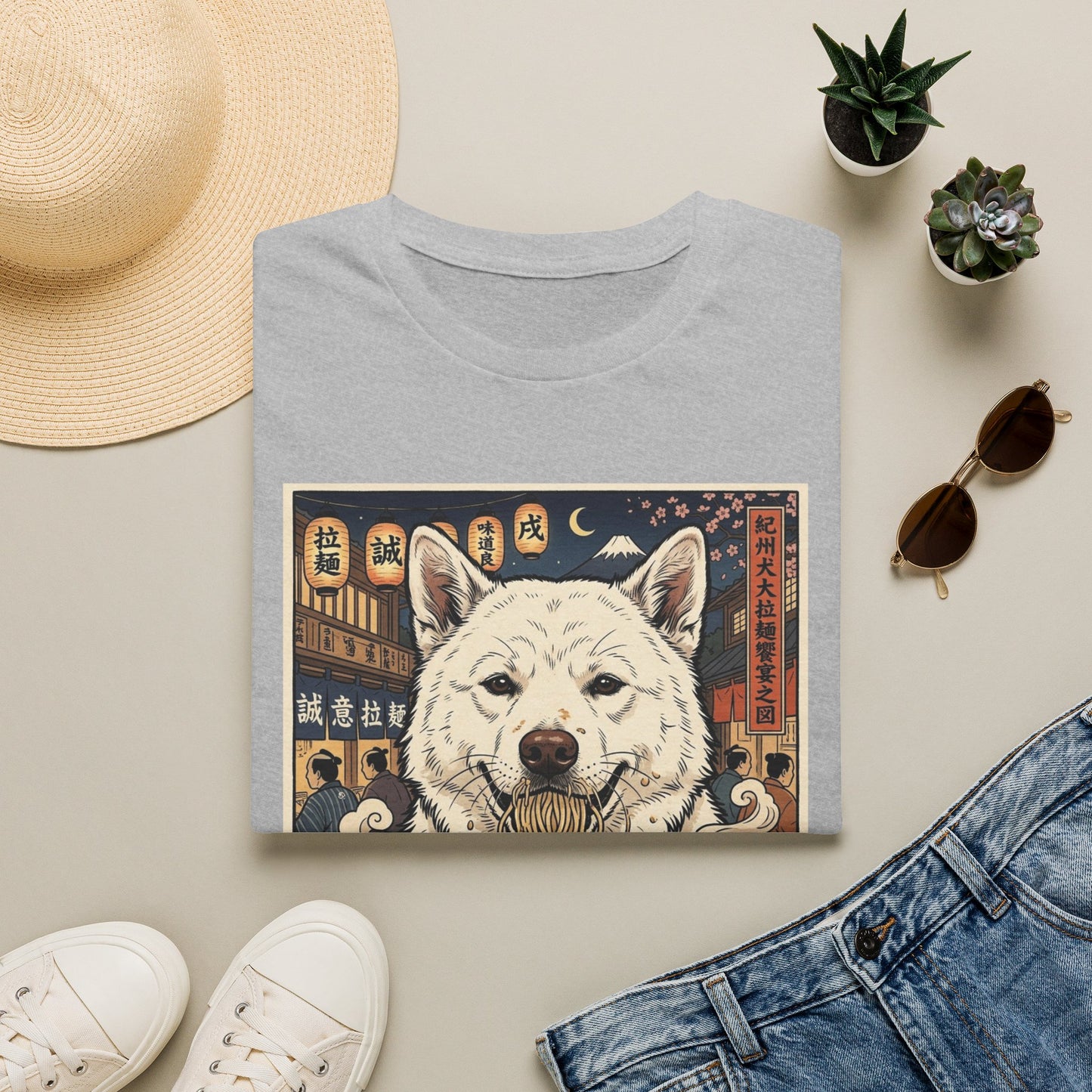 Ramen Kishu Ken T‑Shirt — Japanese Street Food Dog Illustration