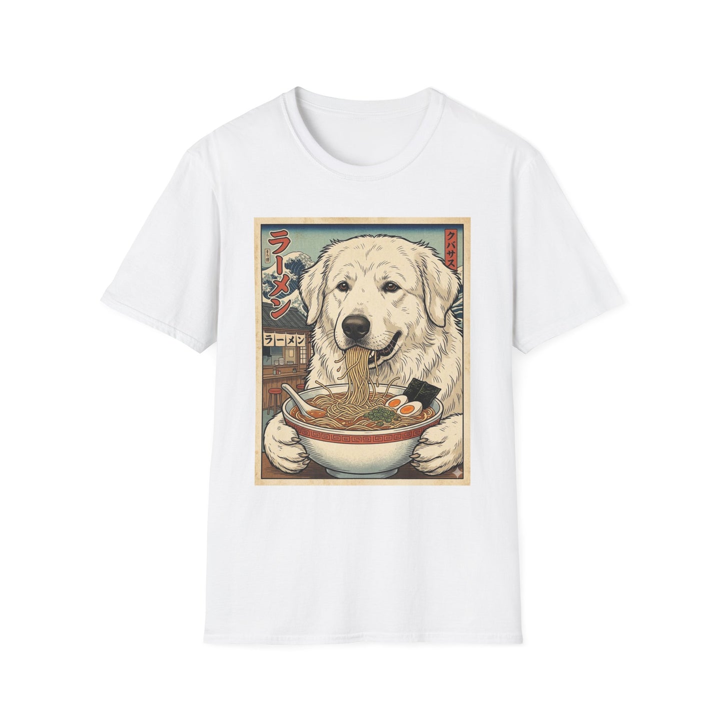 Ramen Dog T-Shirt — Cute Japanese-Inspired Kuvasz Eating Ramen Graphic Tee