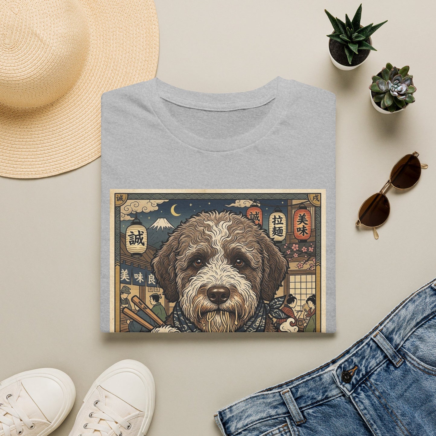 Dog Ramen T-Shirt — Cute Vintage Lagotto Romagnolo Print Noodle Shop Tee