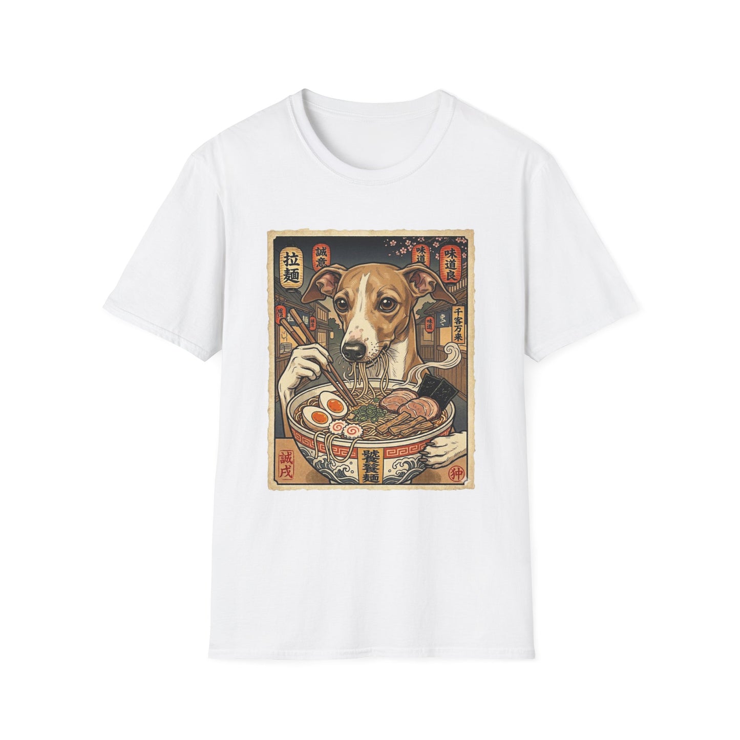 Ramen Dog T‑Shirt — Cute Italian Greyhound Slurping Noodles Graphic Tee
