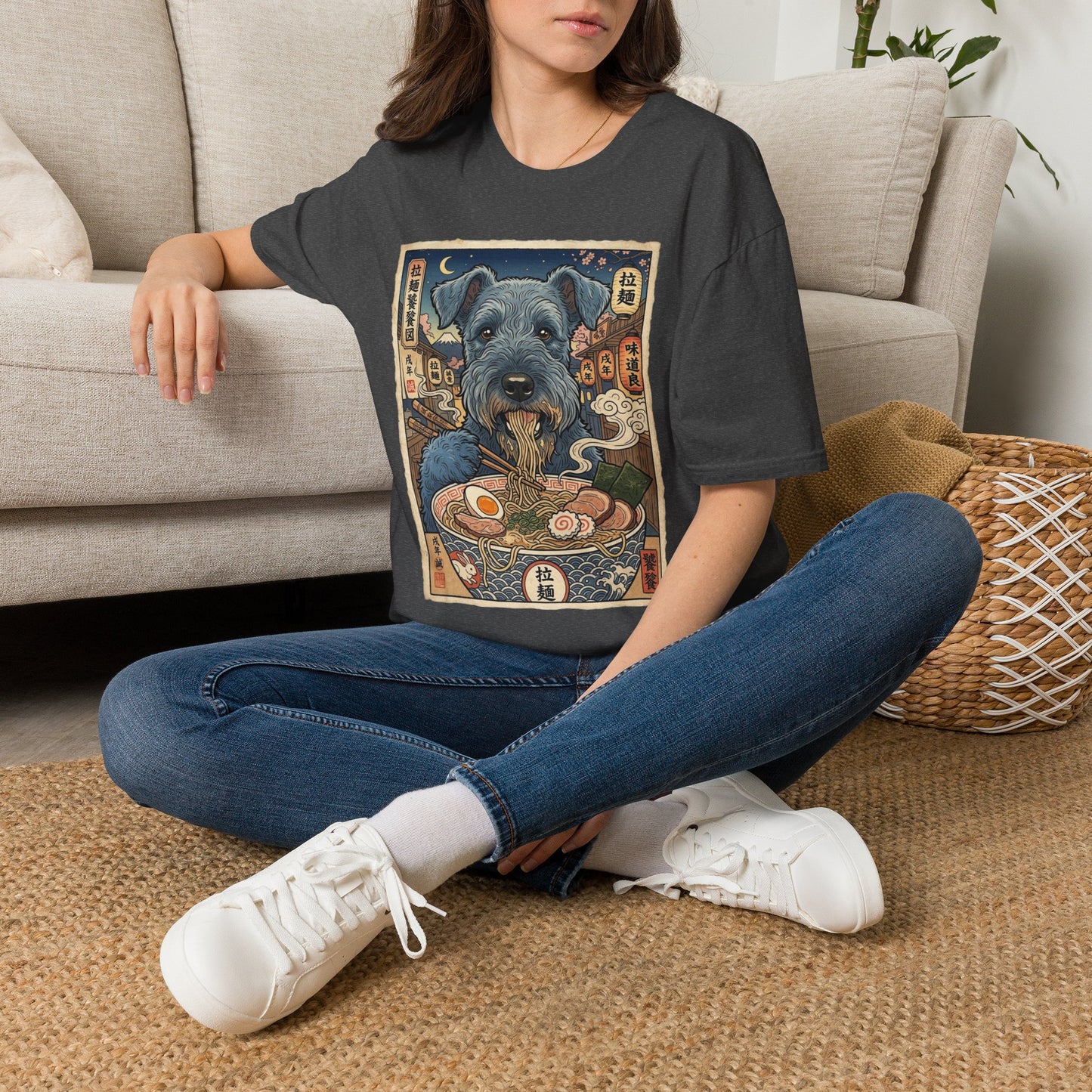 Kerry Blue Terrier Ramen T-Shirt — Cute Dog Noodle Bowl Graphic Tee