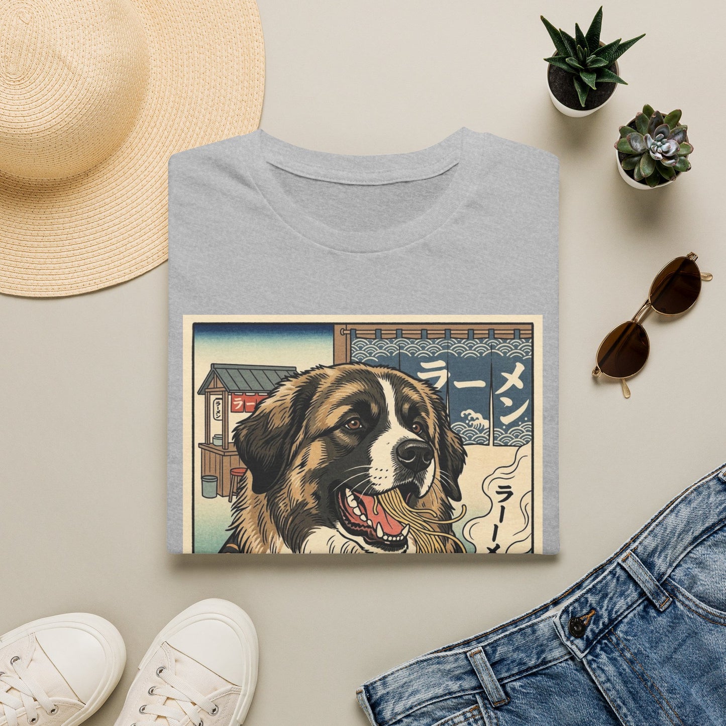 Ramen Dog T‑Shirt — Cute Estrela Mountain Dog Eating Ramen Japanese Style Tee