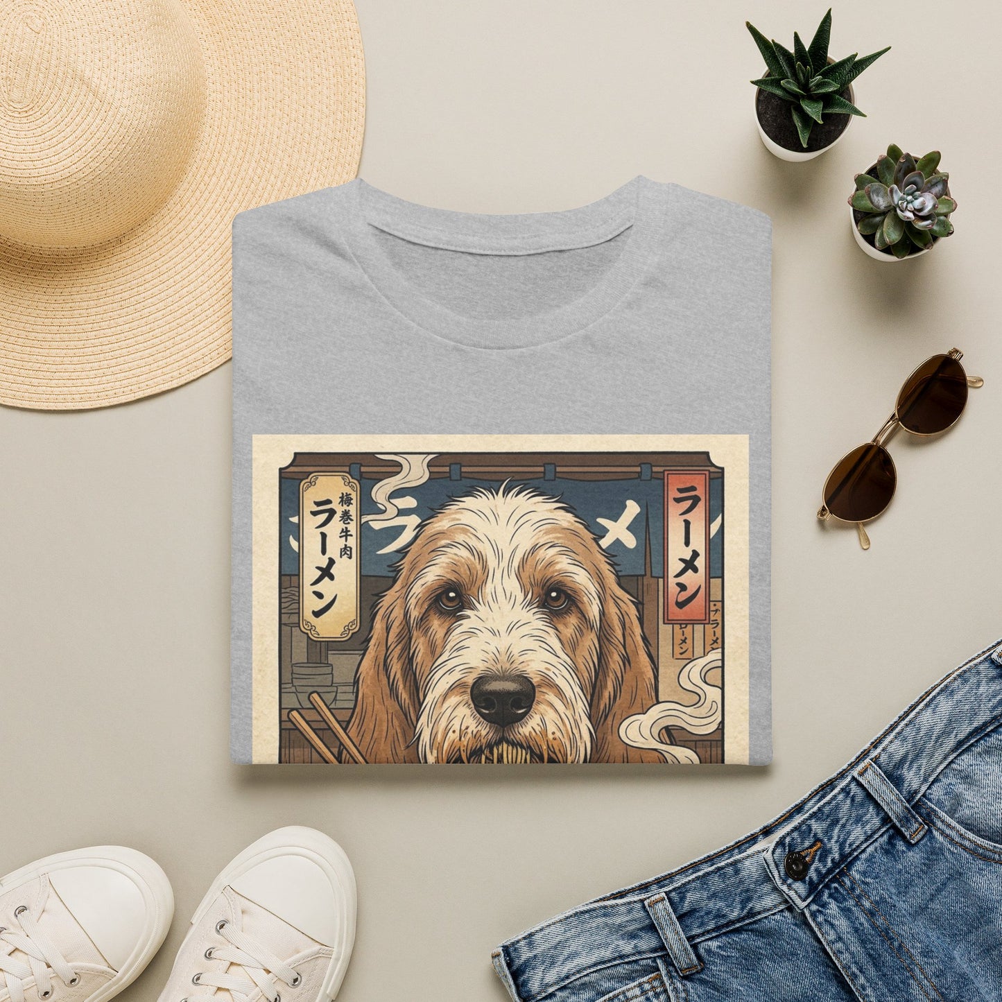 Grand Basset Griffon Venden Dog Ramen T-Shirt — Cute Noodle Bowl Pup Graphic Tee