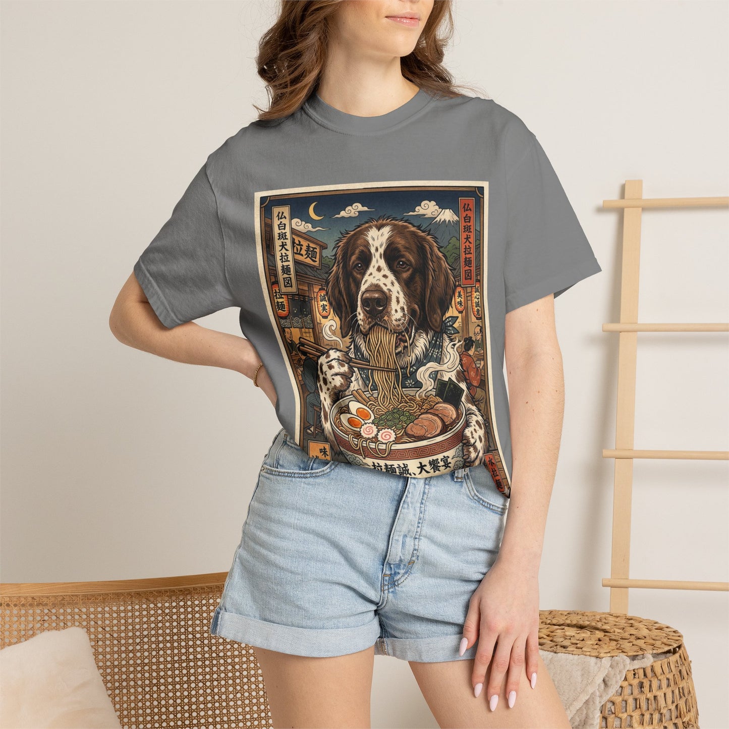 Braque Francais Pyrenean Ramen Dog Illustration T-Shirt