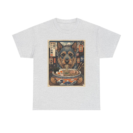 Australian Terrier Ramen Bowl T-Shirt | Vintage Japanese Dog Illustration