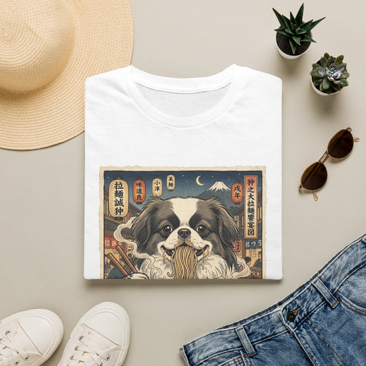 Ramen Japanese Spitz T-Shirt — Japanese Ukiyo-e Dog Eating Noodles Tee