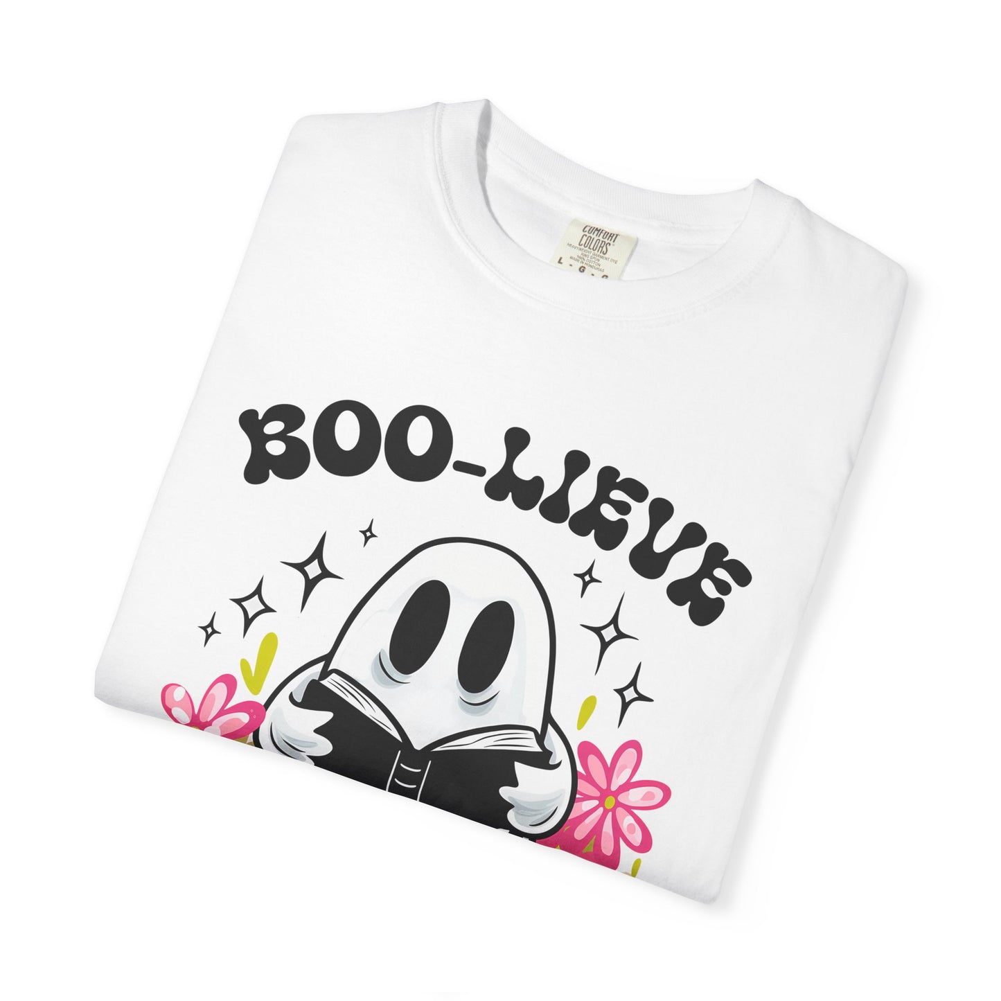 Boo-lieve Jesus ghost reading Bible T-shirt | Halloween Christian design