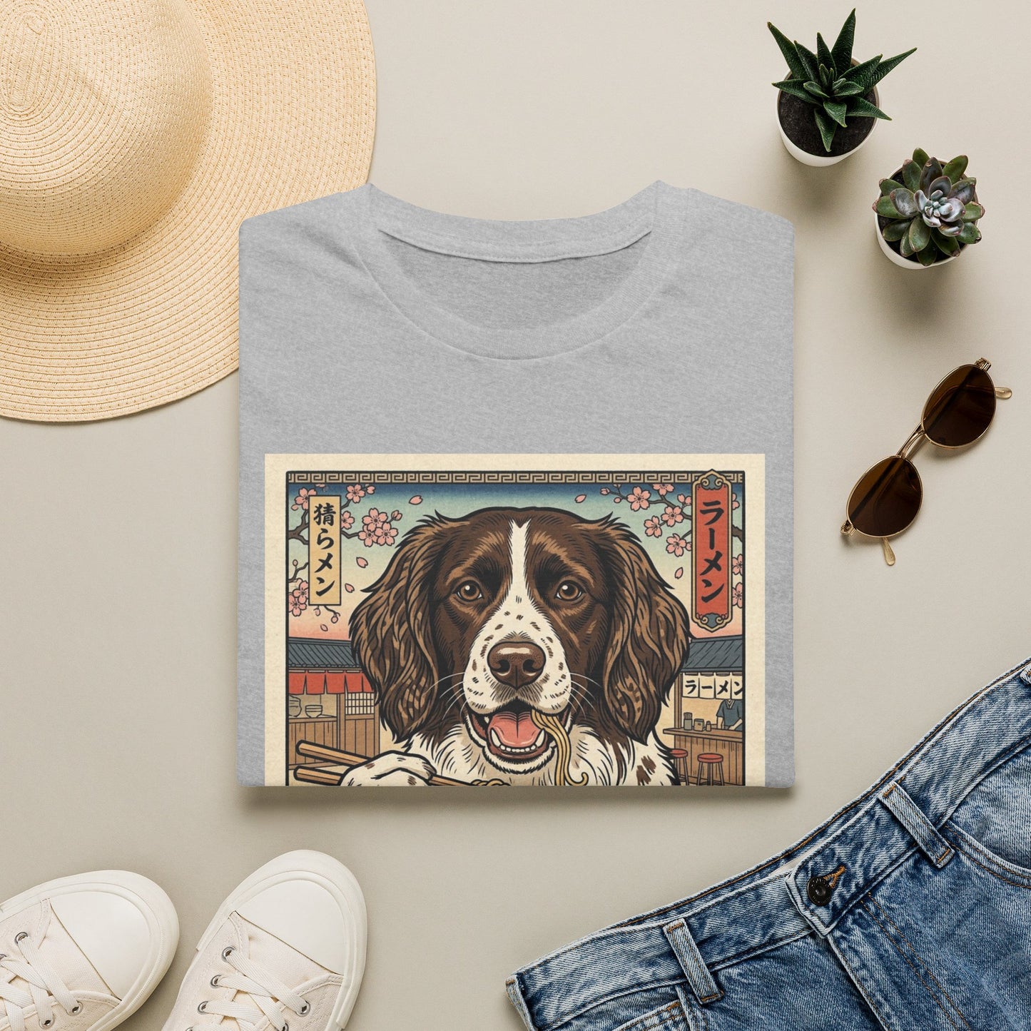 Drentsche Patrijshond Dog Ramen T-Shirt — Vintage Japanese Style Springer Spaniel Graphic Tee