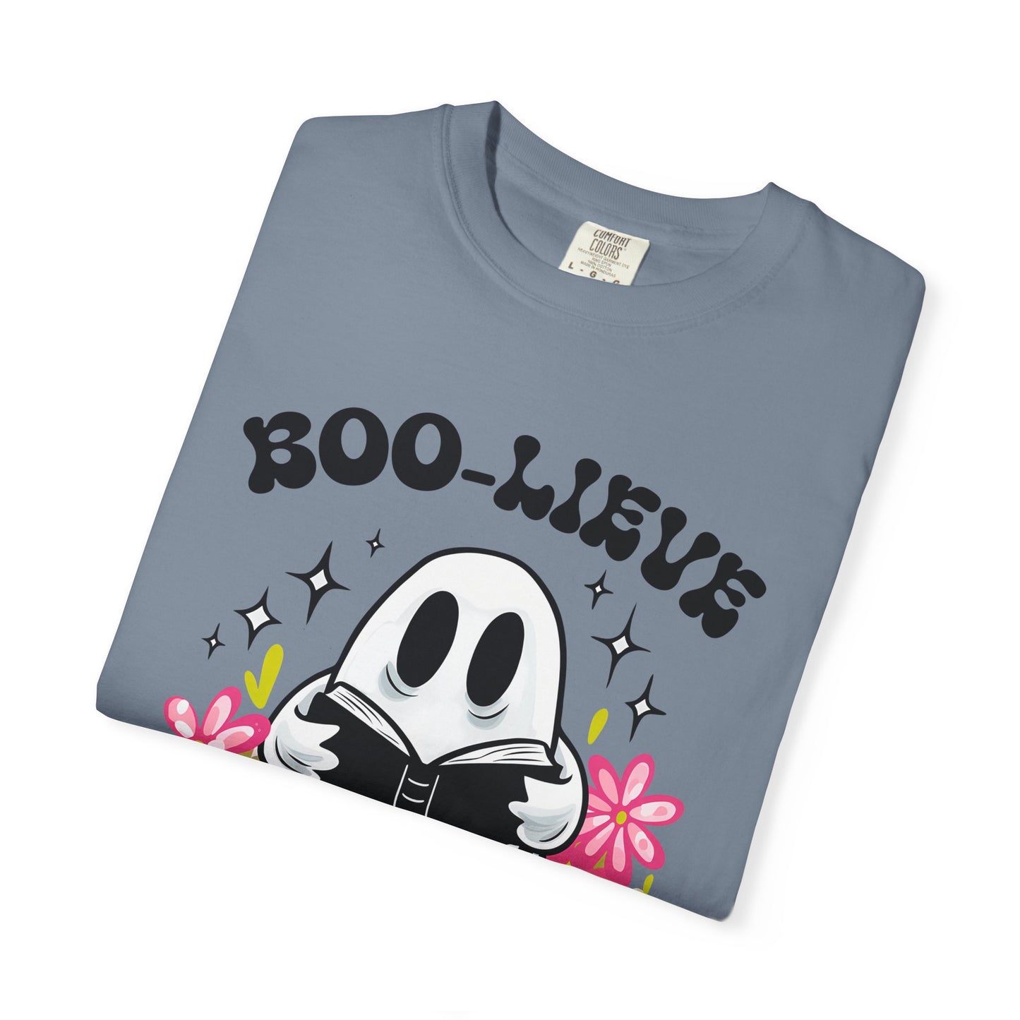 Boo-lieve Jesus ghost reading Bible T-shirt | Halloween Christian design