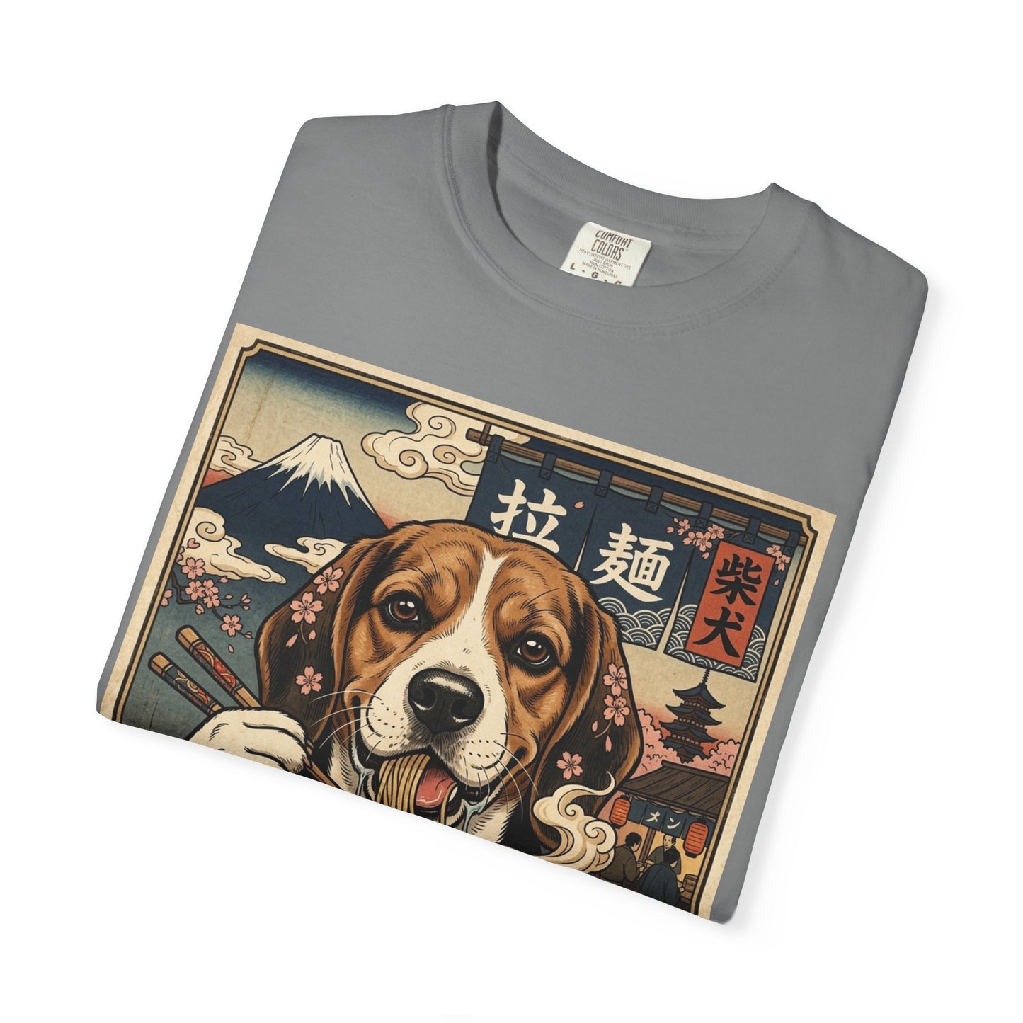 Beagle Eating Ramen T-Shirt | Vintage Japanese Dog Noodle Art
