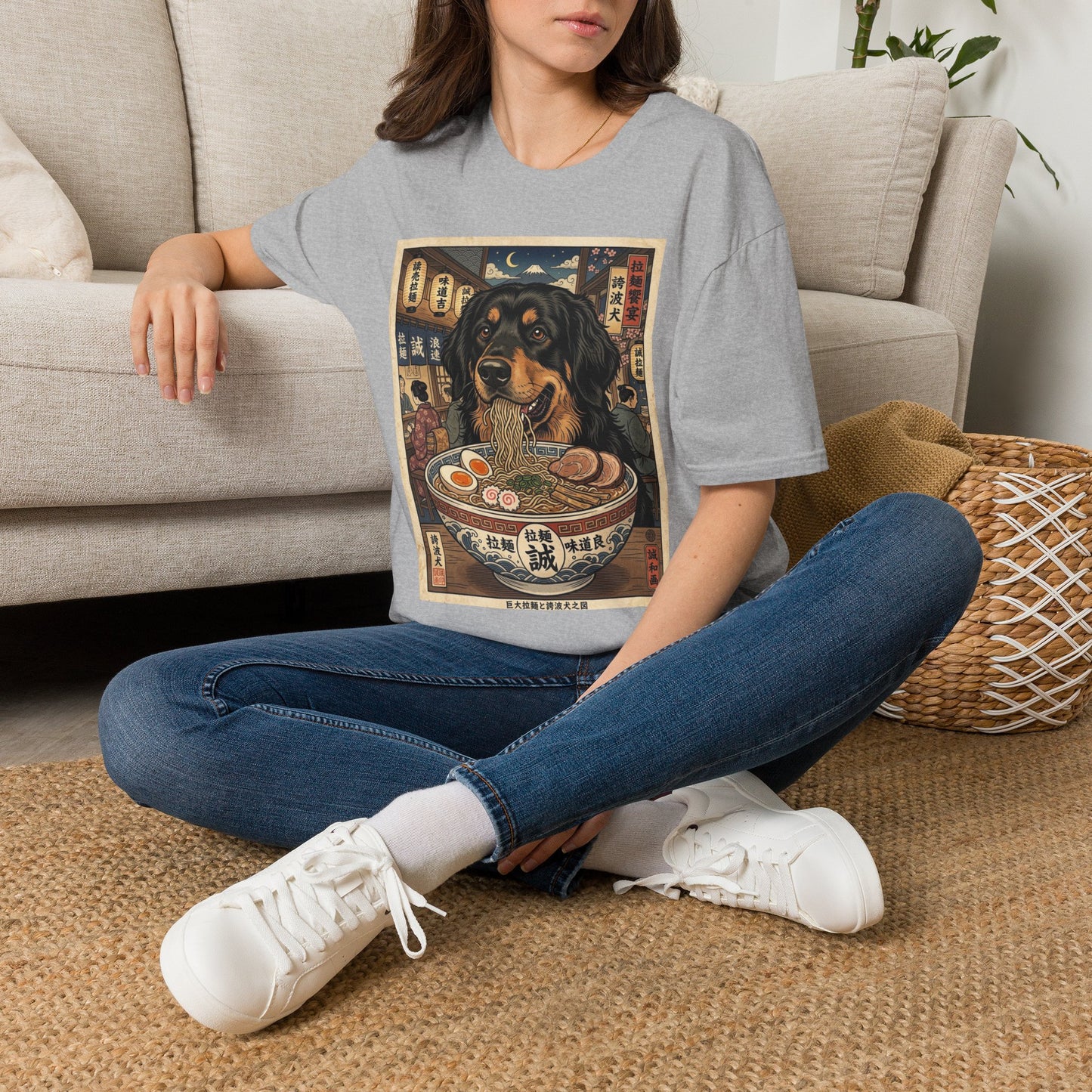 Hovawart Dog Eating Ramen Unisex Softstyle T-Shirt