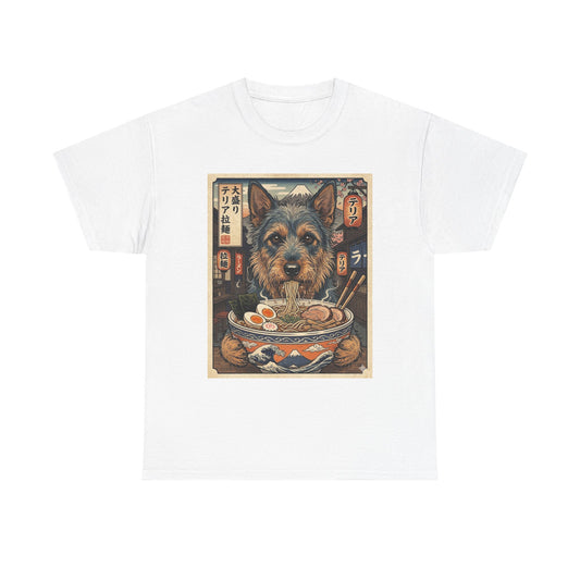 Australian Terrier Ramen Bowl T-Shirt | Vintage Japanese Dog Illustration