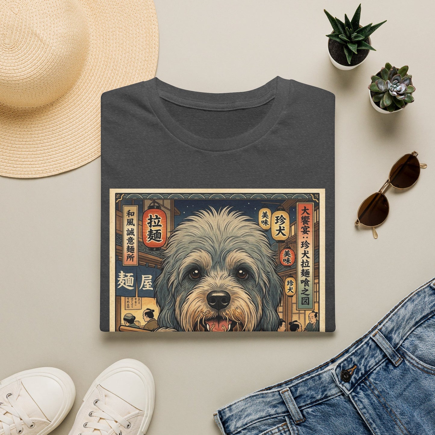 Dandie Dinmont Terrier Dog Ramen T-Shirt — Cute Pup Eating Ramen Vintage Japanese Art Tee