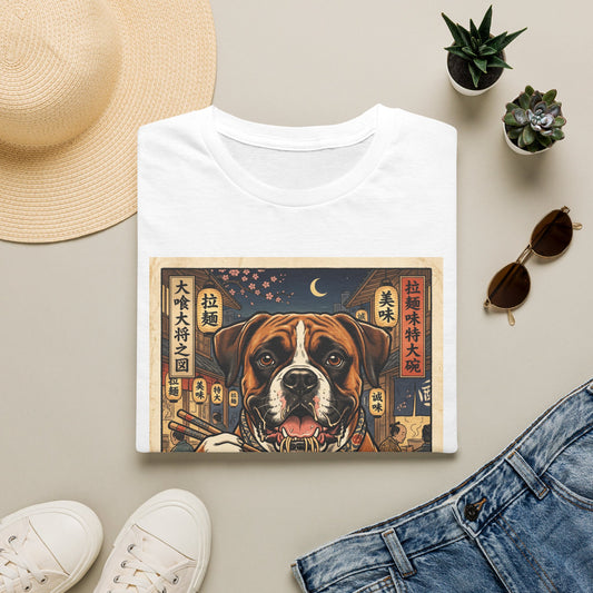 Boxer Dog Ramen Bowl T-Shirt | Japanese Ukiyo-e Style