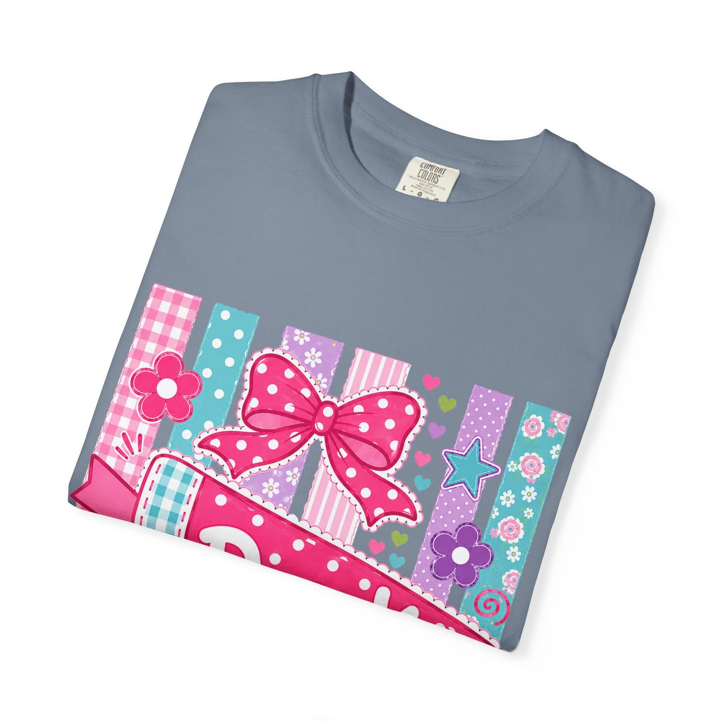 Pre-K Pennant T-Shirt | Pink Bow Floral Stripes teacher tee