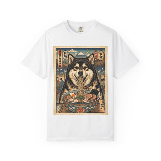 Alaskan Malamute Ramen Bowl T-Shirt | Japanese Ukiyo-e Dog Illustration